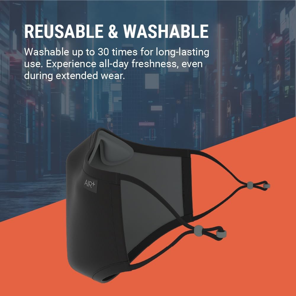 AIR+ Reusable Face Mask, Multi-Layer, Washable, Breathable, Anti-fog for Glasses
