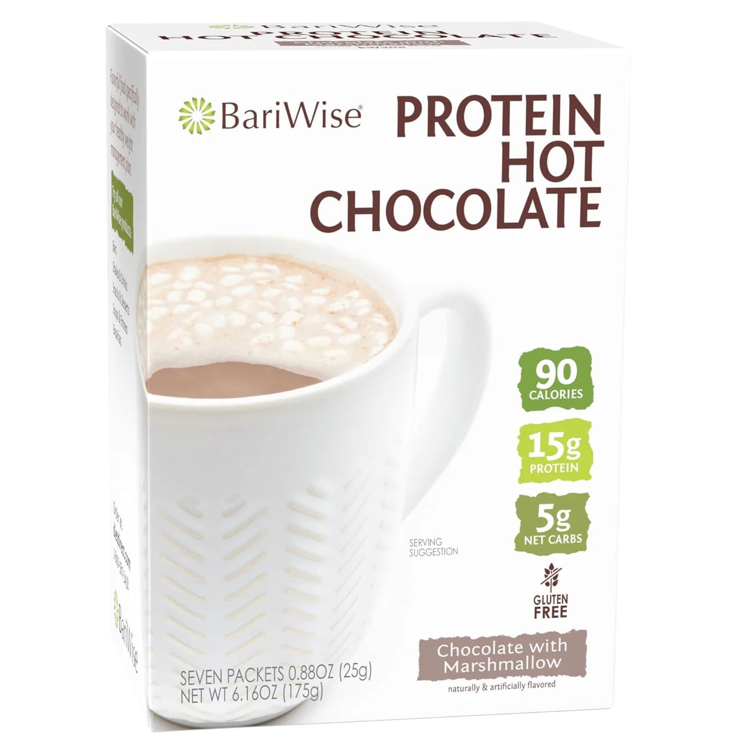 BariWise Protein Hot Chocolate, Hot Cocoa, Low Sugar, Low Carb, Keto Friendly & Gluten Free (7ct)