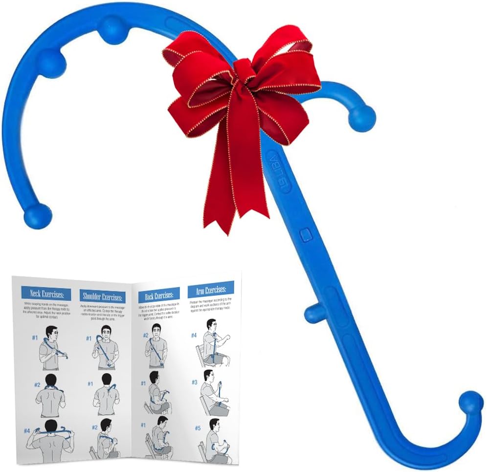 LiBa Blue Handheld Back Neck Shoulder Massager for Pain Relief