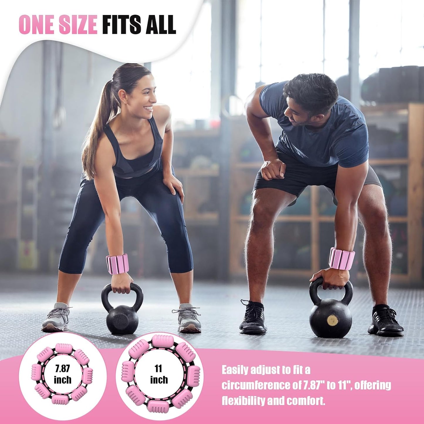 Adjustable Wrist & Ankle Weights Set for Women - Silicone Waterproof 1 lb/2.2 lbs Pair
