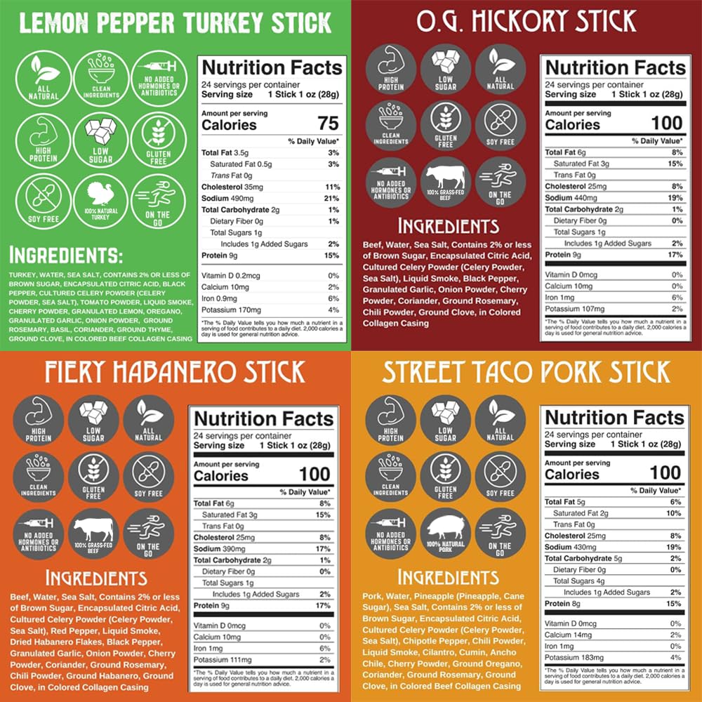 Righteous Felon Variety Meat Sticks, 24 Count, Individually Wrapped, Jerky Variety Pack