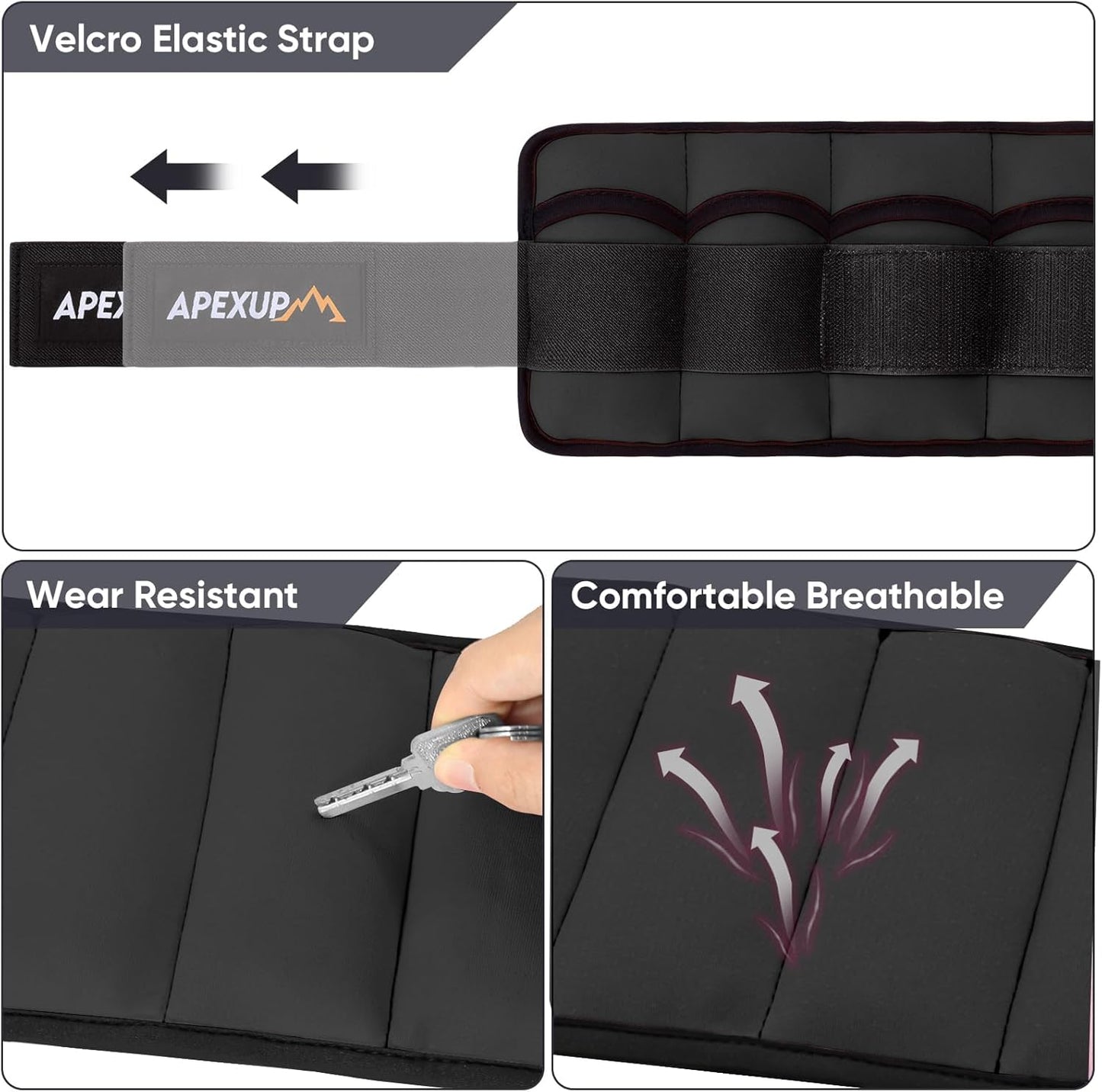 APEXUP Adjustable Ankle Weights 10lbs Pair, Modularized Leg Straps for Yoga, Walking, Running