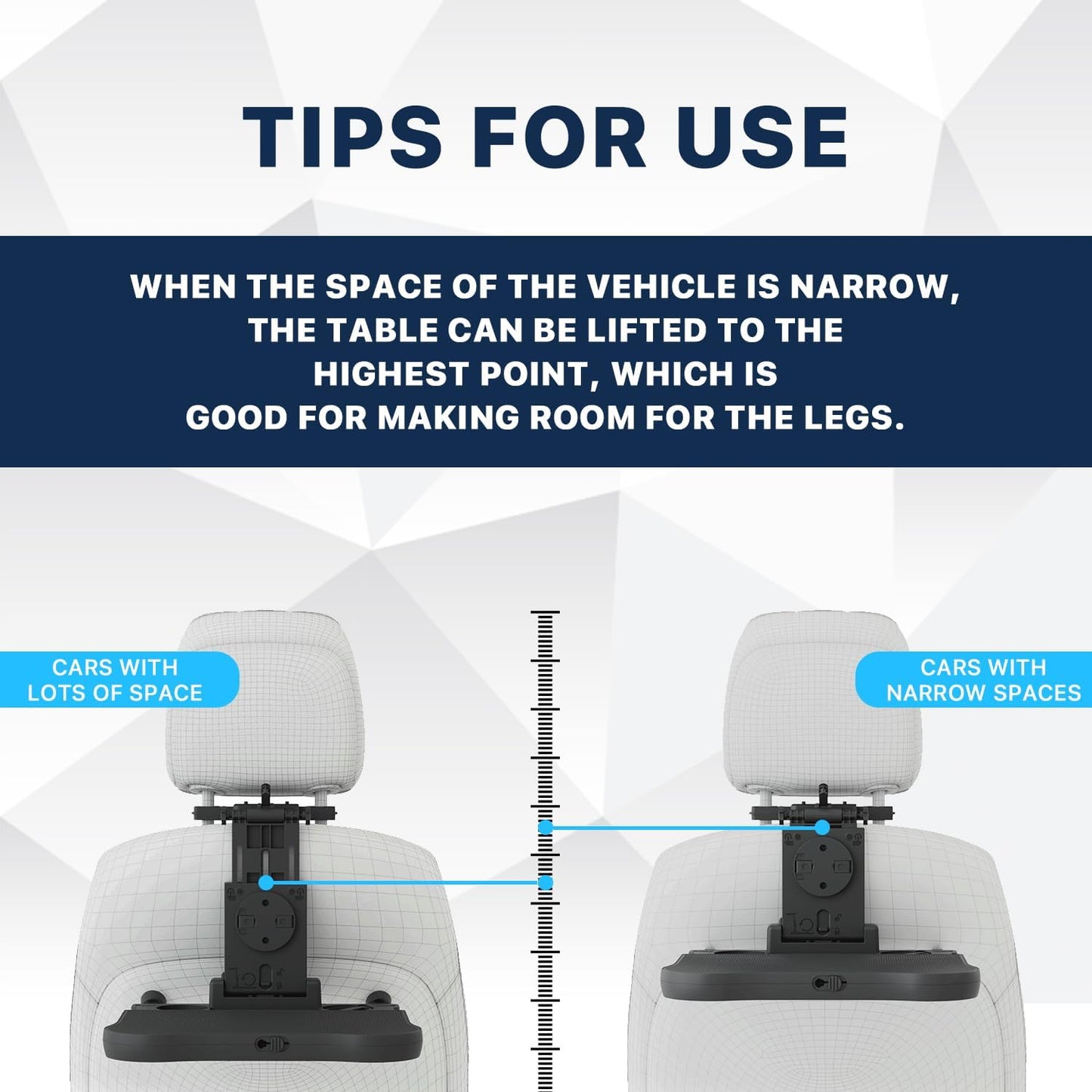 Car Back Seat Tray Table, Stable Foldable Auto Backseat Food Trays Desk for Rear Passenger Road Trip Eating & Work, Multifunctional Adjustable Travel Tray with Phone Drink Holder for Laptop iPad
