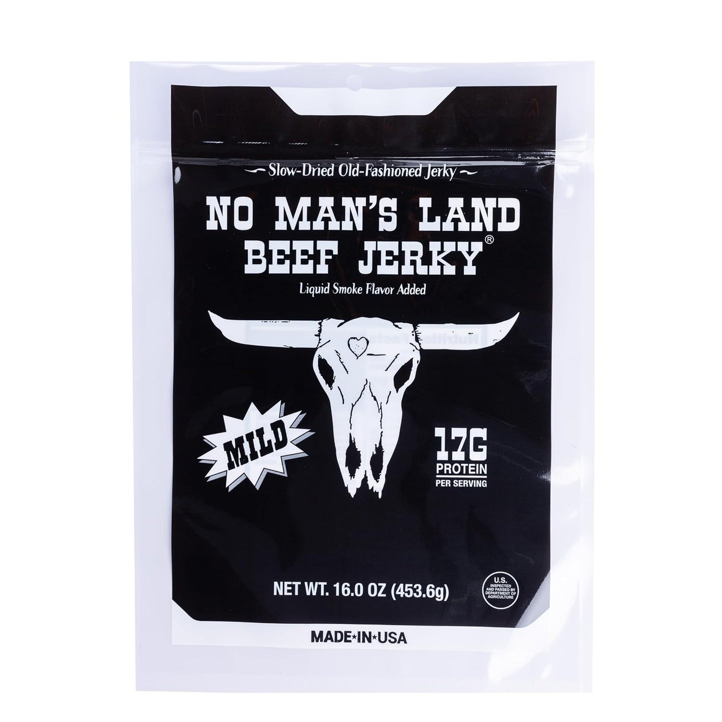 No Mans Land Slow-Dried Beef Jerky, Smoked & Seasoned Jerky Strips, High Protein, Low Carb Beef Snack, Gluten Free