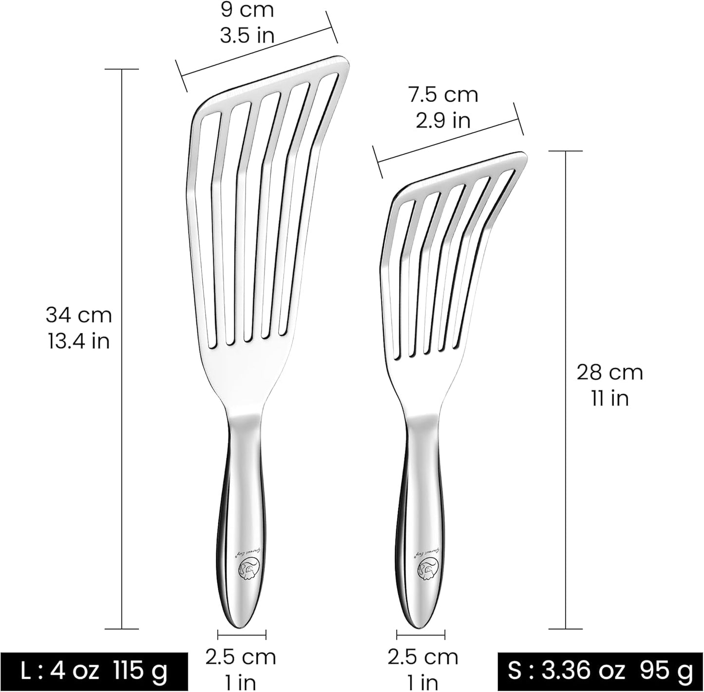 Gourmet Easy Fish Spatula Set, Ultra-Thin Edge for Easy Turning & Flipping | Stainless Steel, Kids Friendly, Ergonomic Non-Slip Grip for Secure Control, Versatile Use, Dishwasher Safe, 5-Year Warranty
