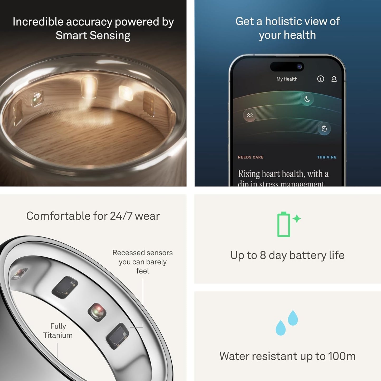 Oura Ring 4 Silver Size 9 Sleep Activity Tracker with AI Advisor