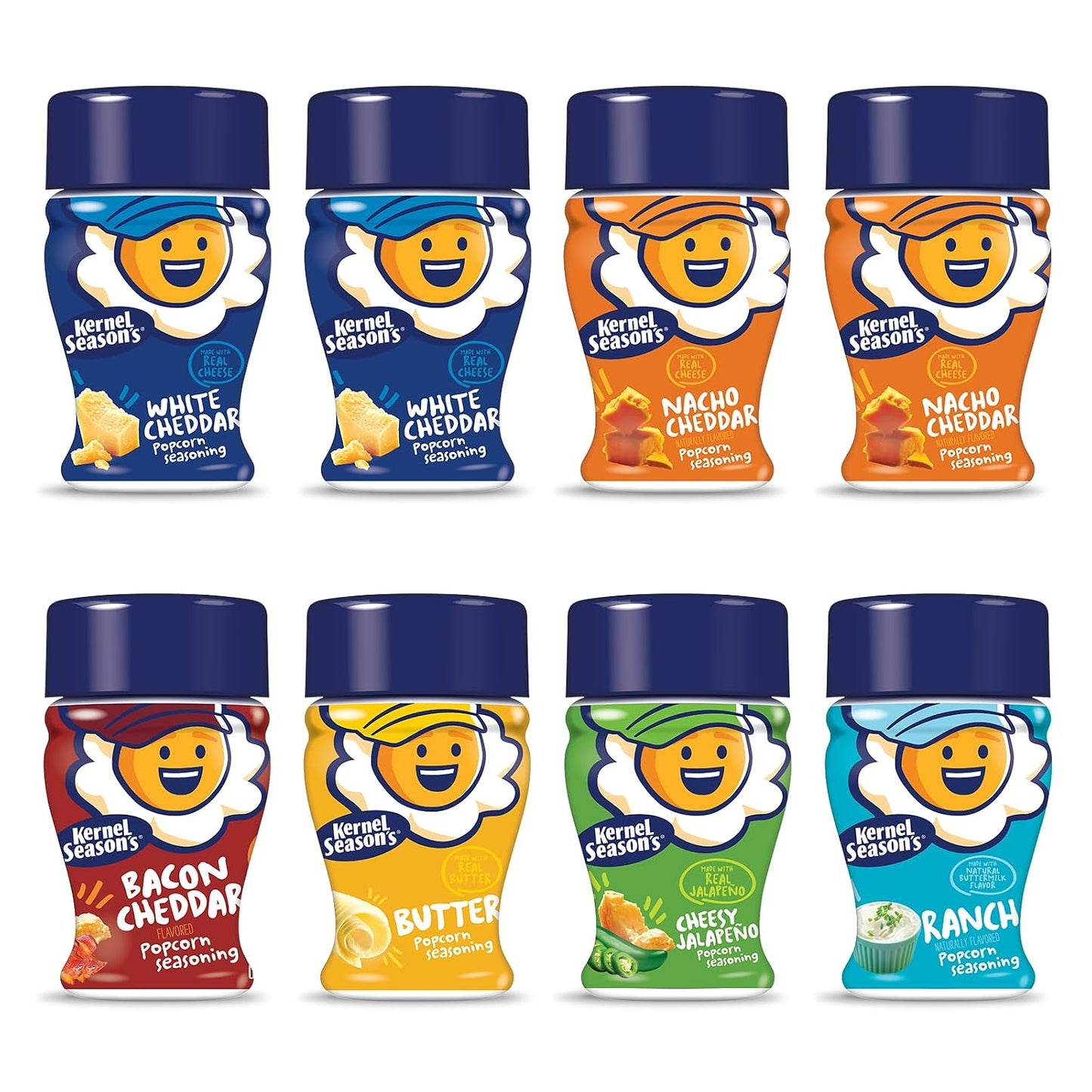 Kernel Season's Popcorn Seasoning Mini Jars Variety Pack, 8 Count, 0.9 Ounce, Gluten Free, Kosher, Made in USA