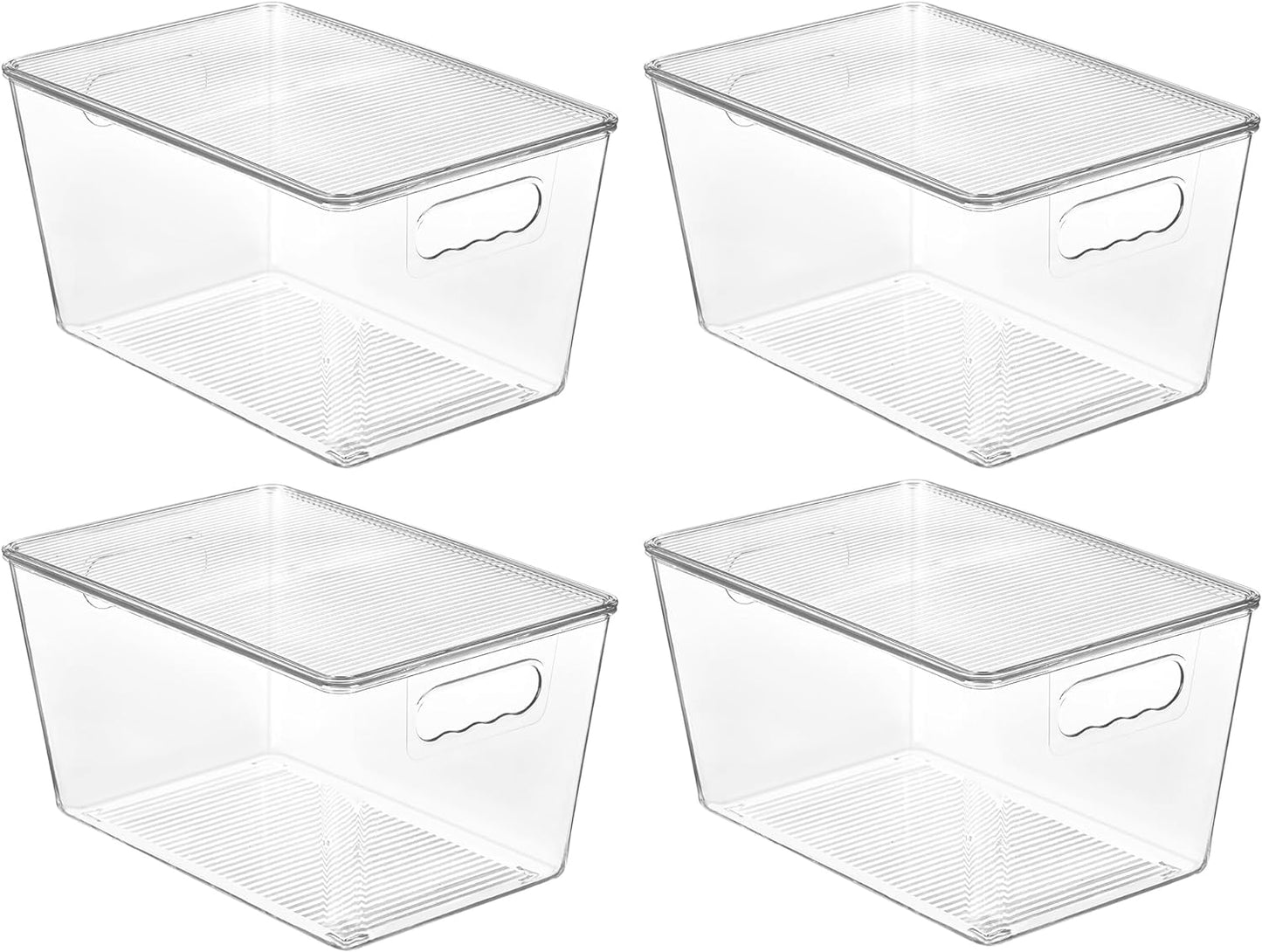 Vtopmart 6 Pack Clear Stackable Storage Bins with Lids, Large Plastic Containers with Handle for Pantry Organizer and Storage,Perfect for Bathroom,Cabinet,Kitchen,Fridge,Closet Organization