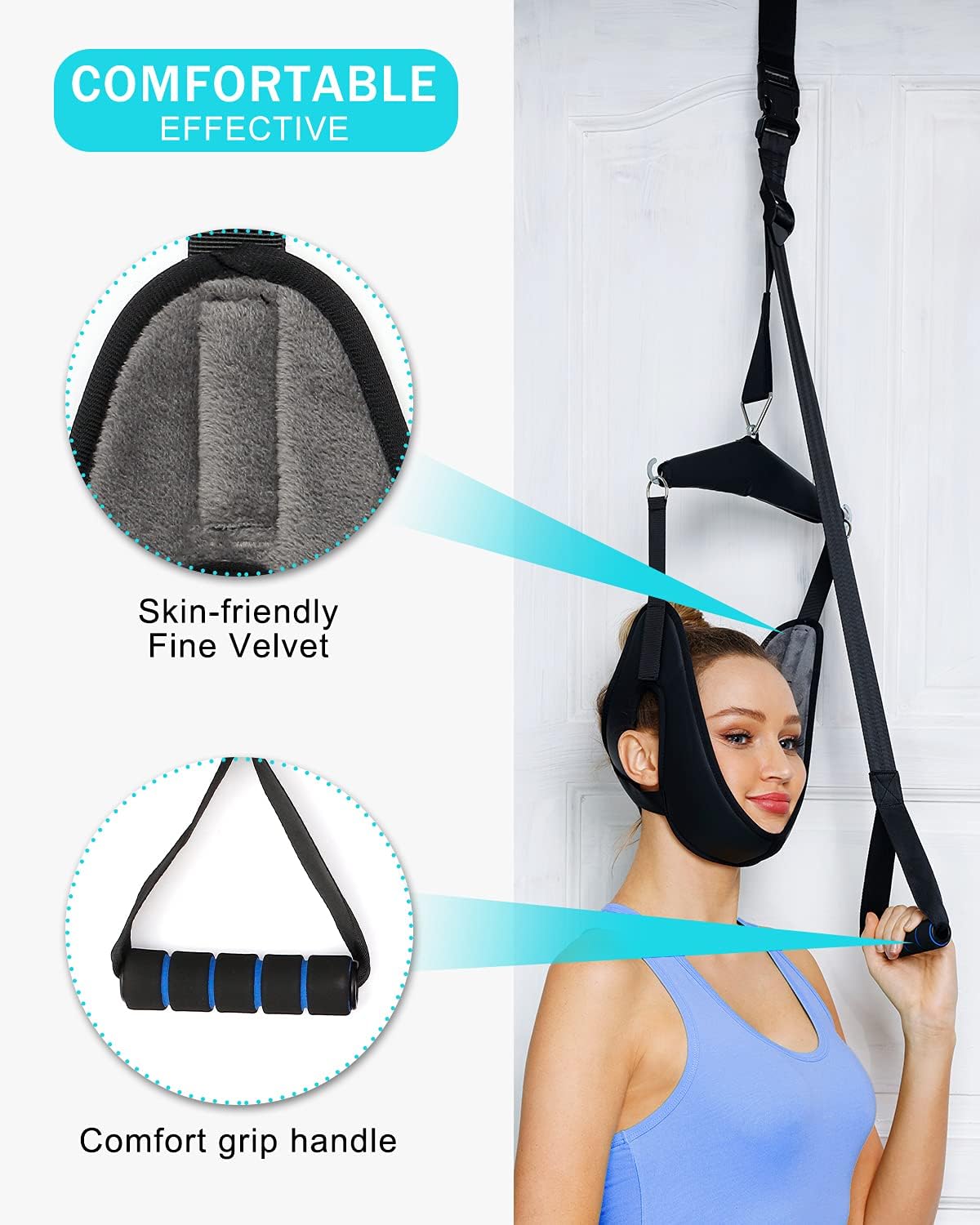 comness cervical neck traction device over door for home use portable neck stretcher
