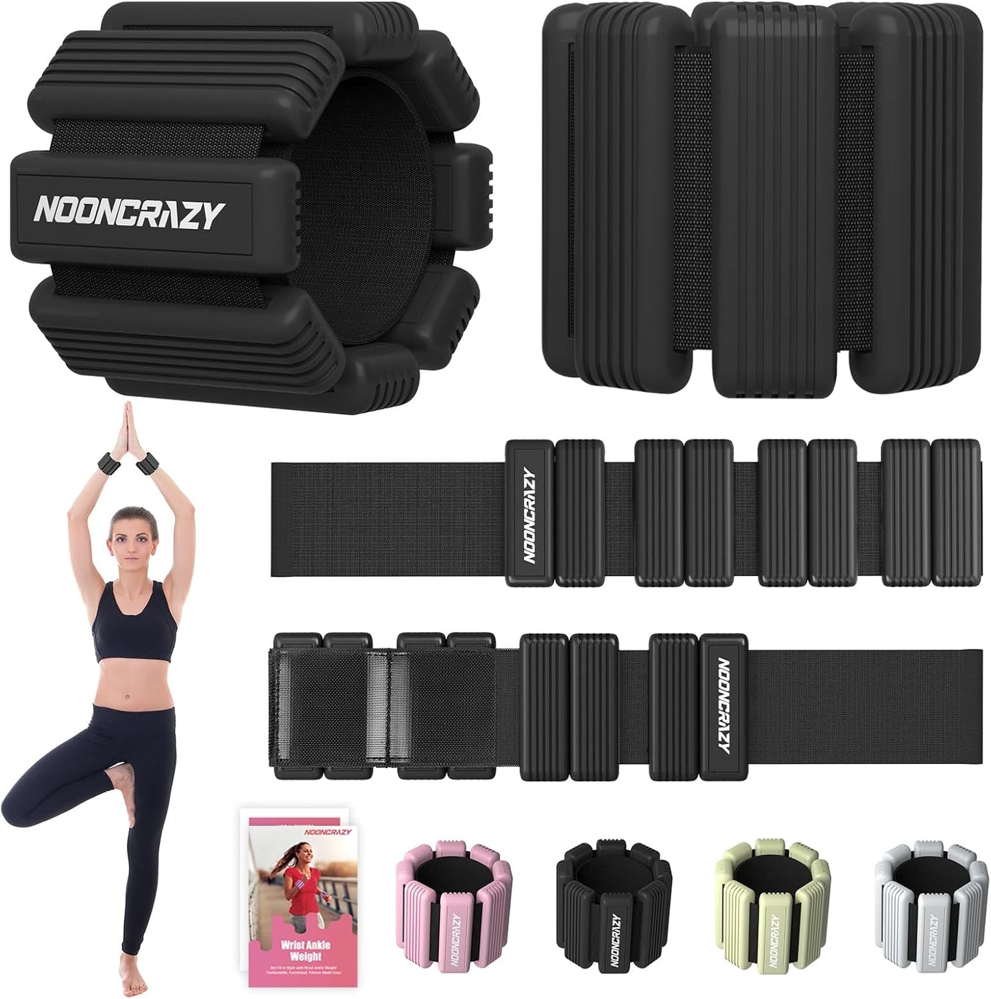 Adjustable Wrist & Ankle Weights Set for Women - Silicone Waterproof 1 lb/2.2 lbs Pair