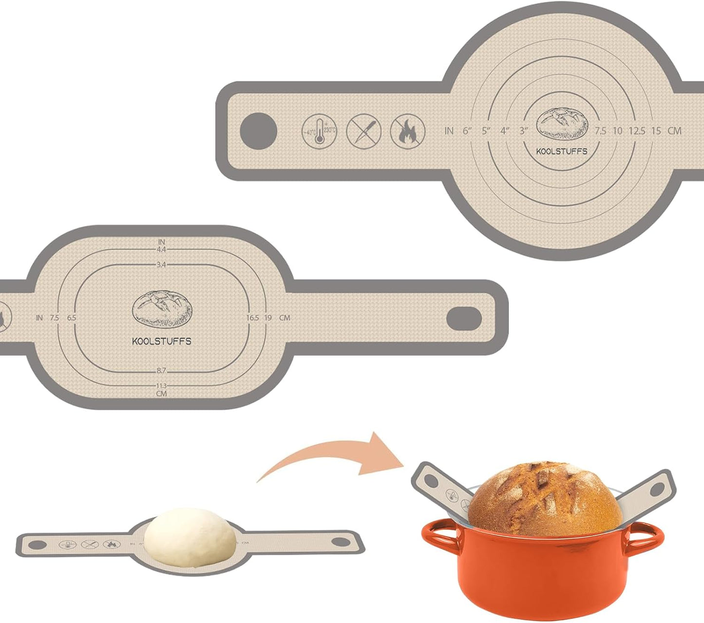 2 PCS Silicone Bread Sling for Dutch Oven, Red | Non-Stick & Reusable Bread Baking Supplies with Extra Long Handles, Easily Transfer Sourdough, Dishwasher Safe, Round