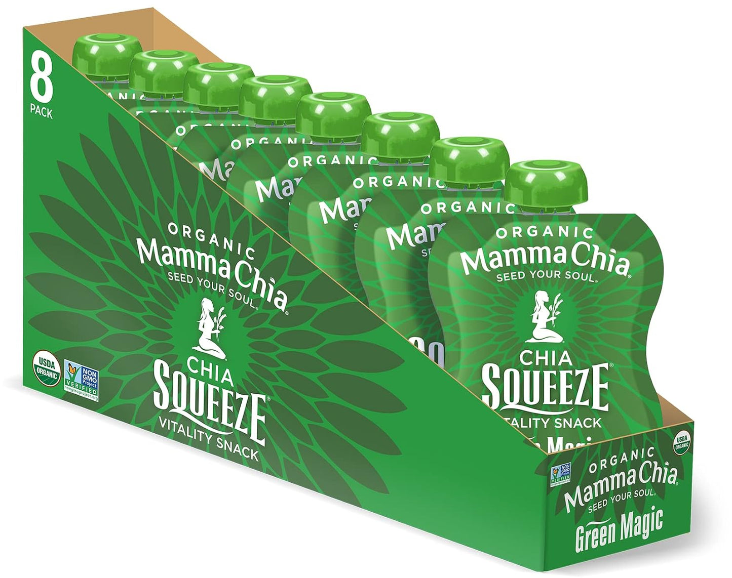Mammachia Organic Chia Squeeze Vitality Snack, Wild Raspberry, No Added Sugar, Vegan Friendly, Kosher, USDA Certified Organic, Gluten Free & Non-GMO, 4 Count, 14 Ounce (Pack of 6)