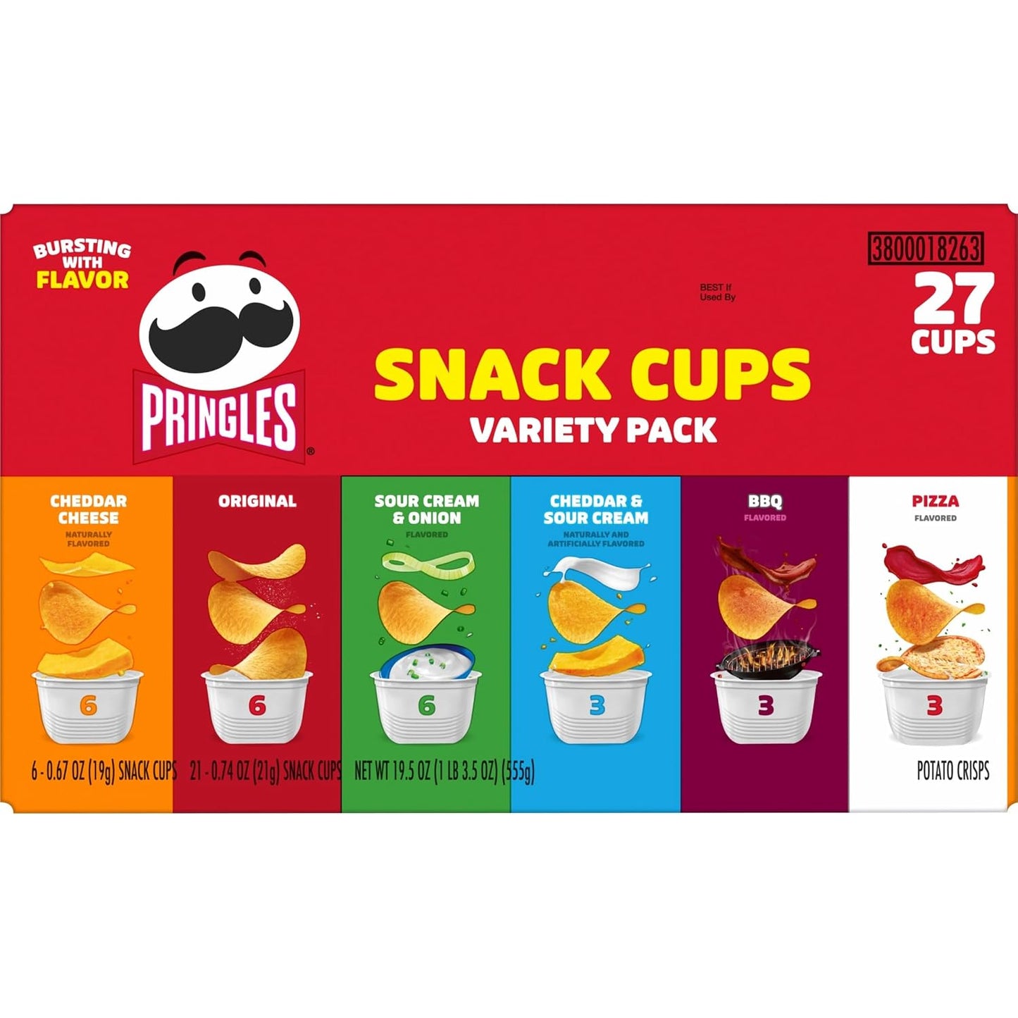 Pringles Potato Crisps Chips Variety Pack 19.5oz Box 27 Cups