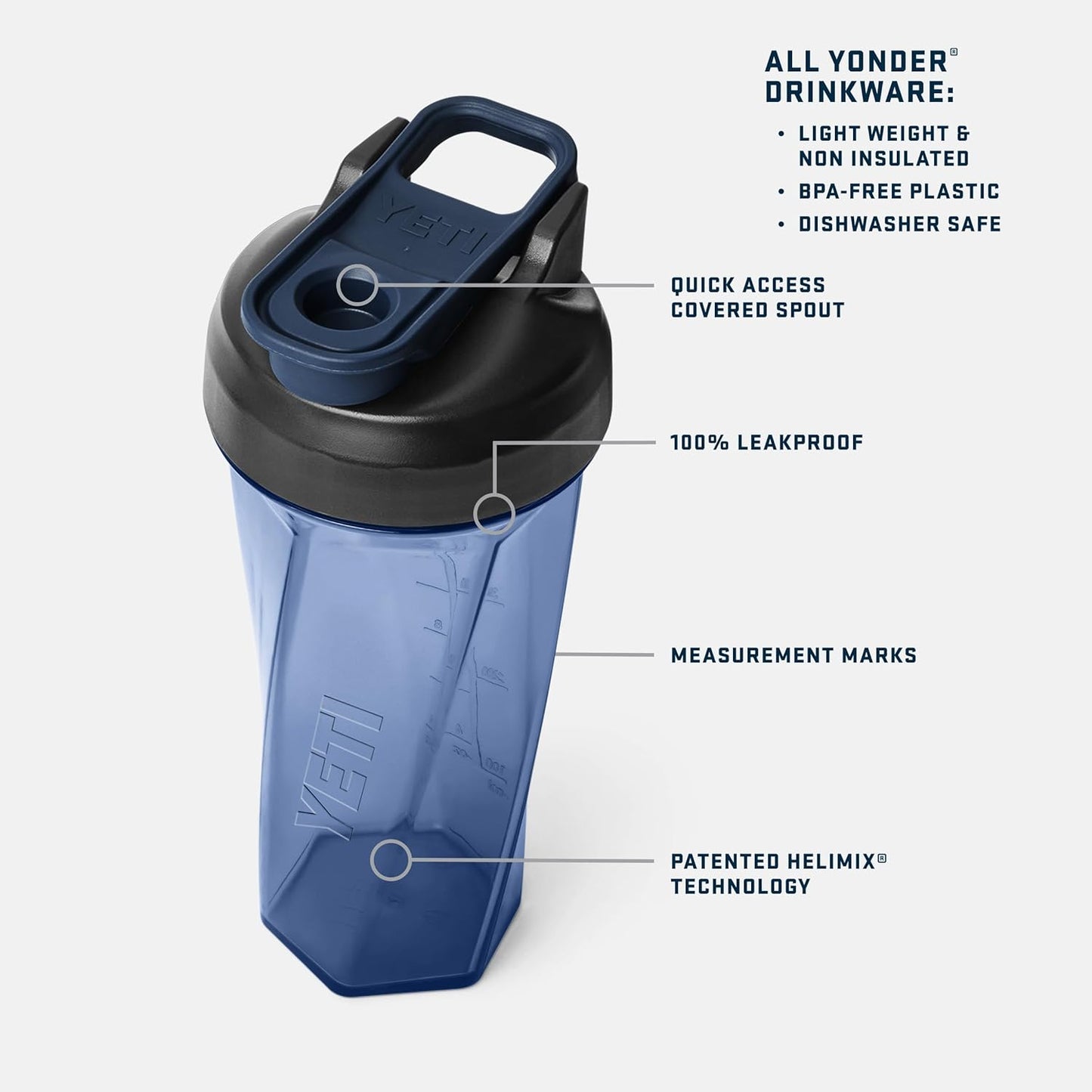YETI Yonder Helimix Vortex Blender Shaker Bottle, 27oz, Charcoal