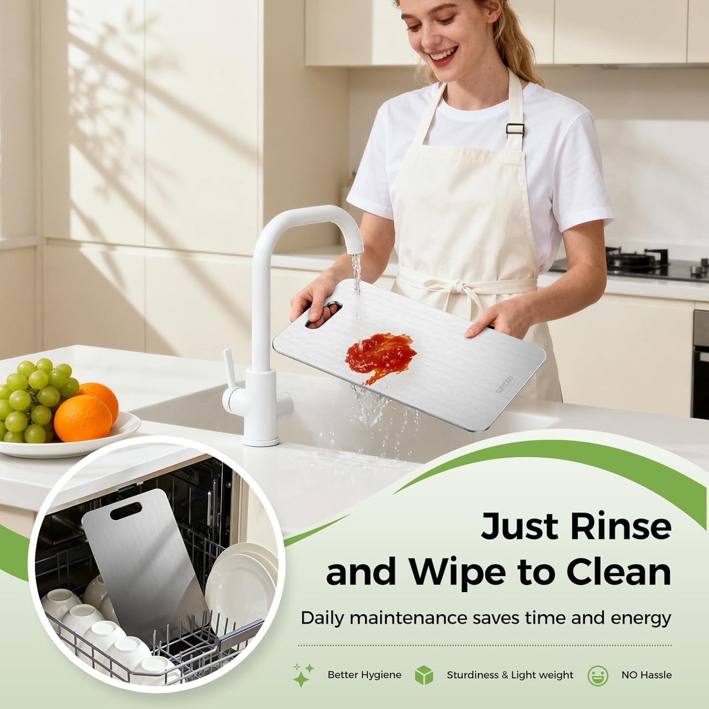 Titanium Cutting Board Set of 3, 100% Double-Sided Titanium Cutting Boards for Kitchen, Dishwasher Safe Non-Toxic Chopping Boards for Meat, Vegetables, Fruits, Raw and Cooked Food Prep (M+L+XL)