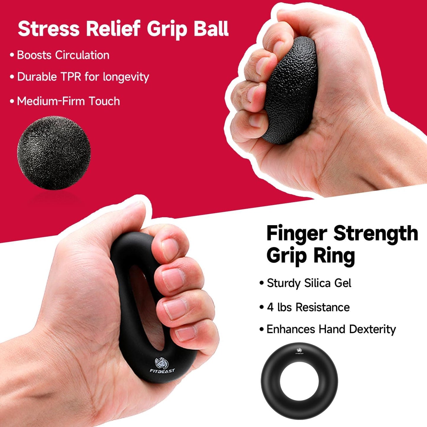 FitBeast Grip Strengthener Kit - 5 Adjustable Resistance Hand Grips for Forearm Workout
