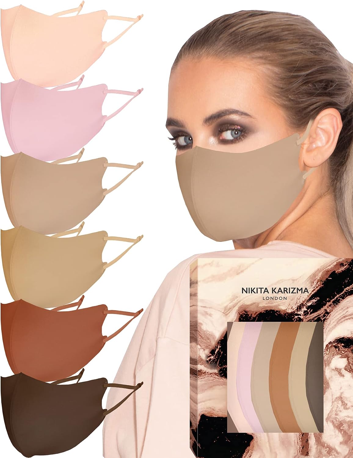 KARIZMA Face Wardrobe Cloth Face Mask, 6 Soft Masks, Washable Fabric, Adjustable Ear Loops, Earth Shades Pack