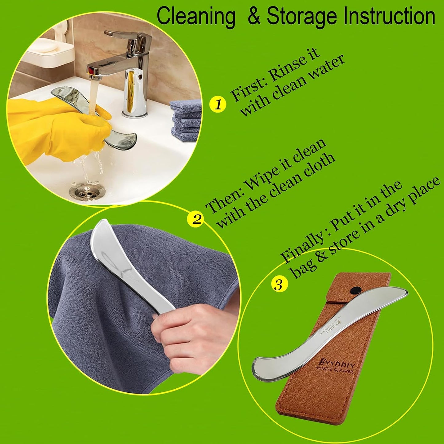 BYYDDIY Stainless Steel Gua Sha Muscle Scraper Tool for Physical Therapy