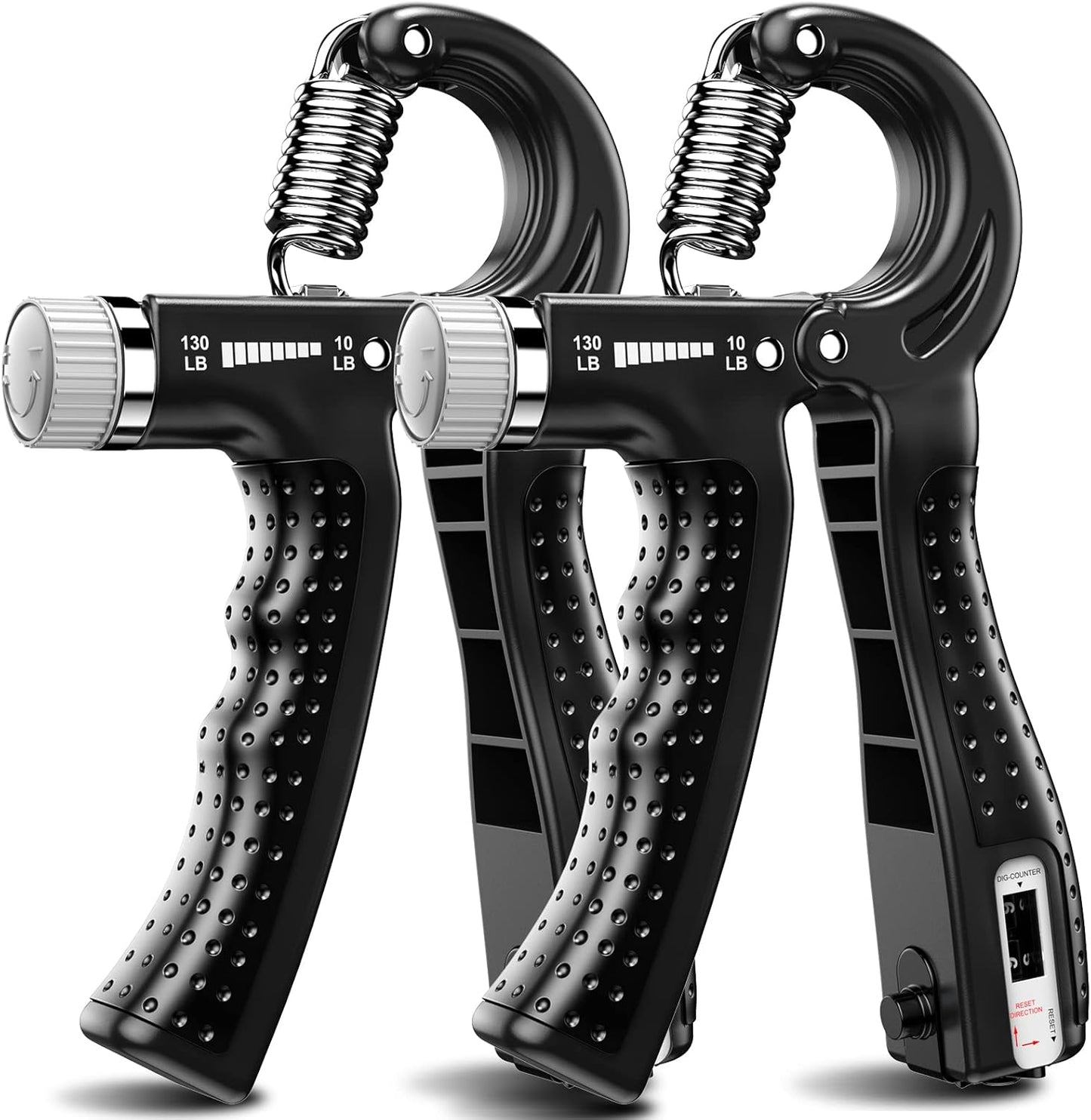 Hand Grip Strengthener 2 Pack - Adjustable Resistance 10-130 lbs, Forearm Exerciser for Muscle Building & Injury Recovery