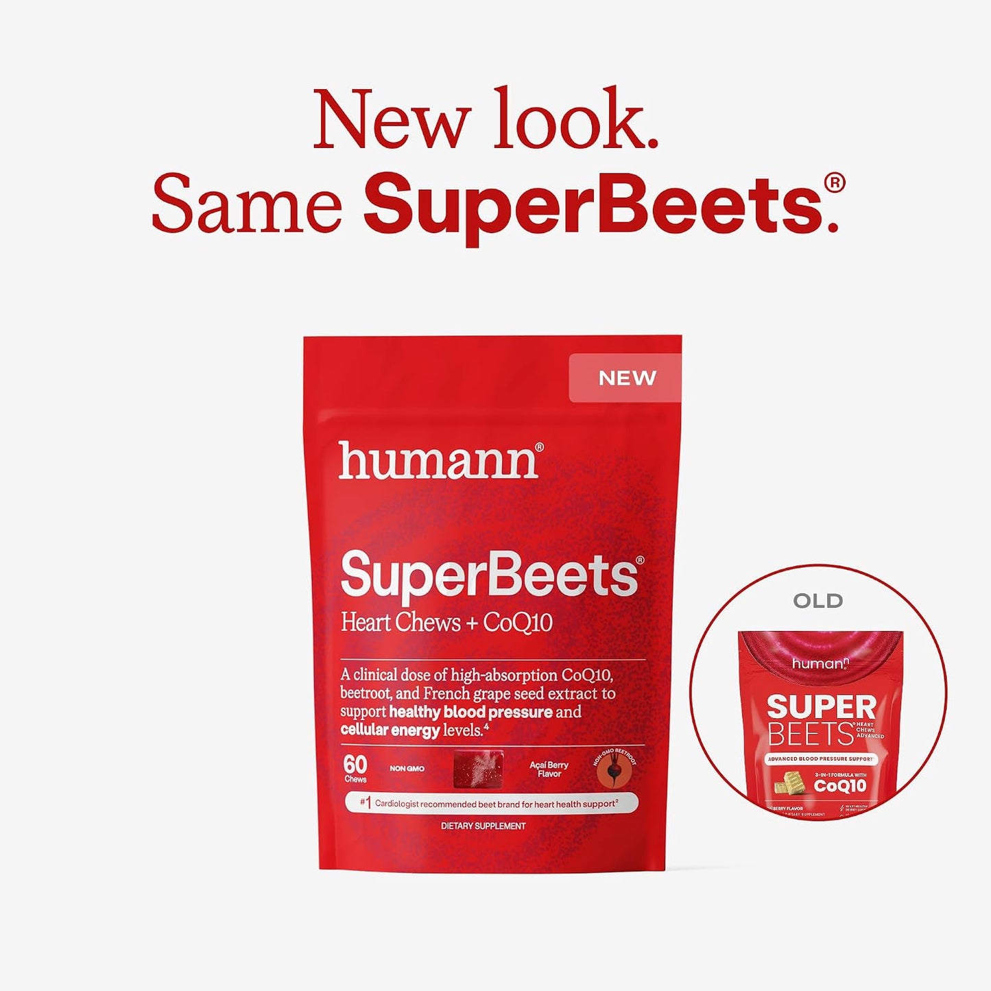 HumanN SuperBeets 3-in-1 Heart Chews with CoQ10 and Beetroot