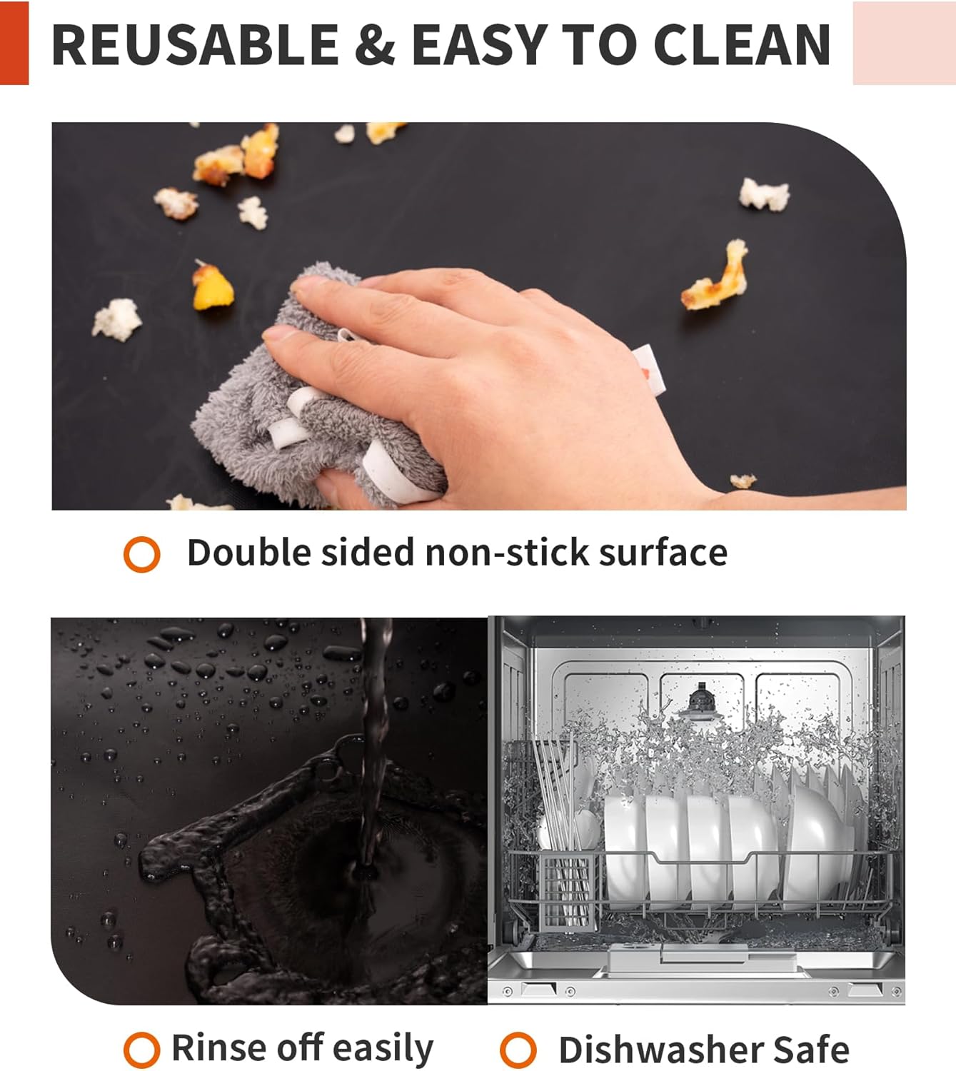 Oven Liners for Bottom of Oven - 2 Pack Large Heavy Duty Oven Mats, 17"x 25" Reusable Matt Liner for Electric, Gas, Toaster Ovens & Grills, BPA & PFOA Free, Kitchen Essentials, Black