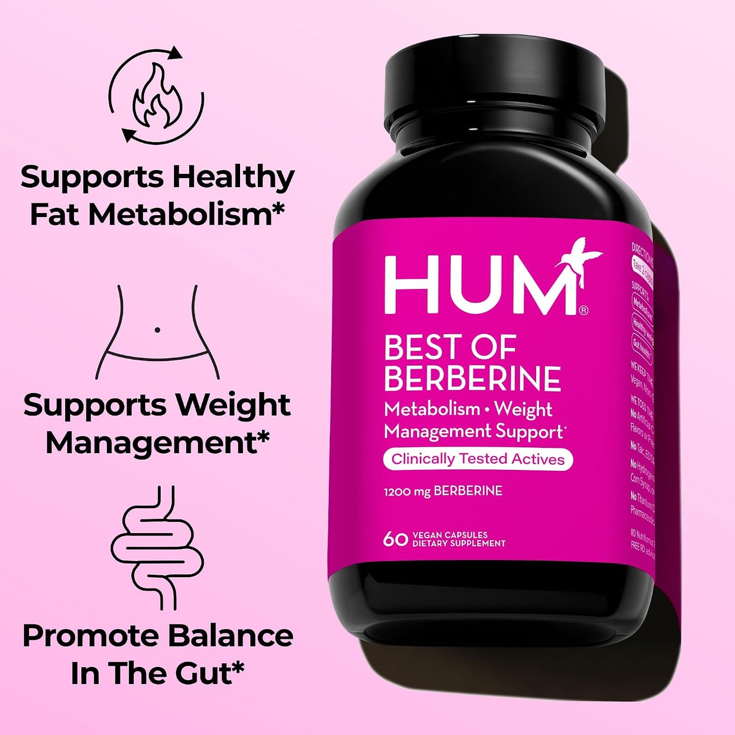 HUM Berberine Supplement 1200mg for Metabolic Wellness and Gut Health