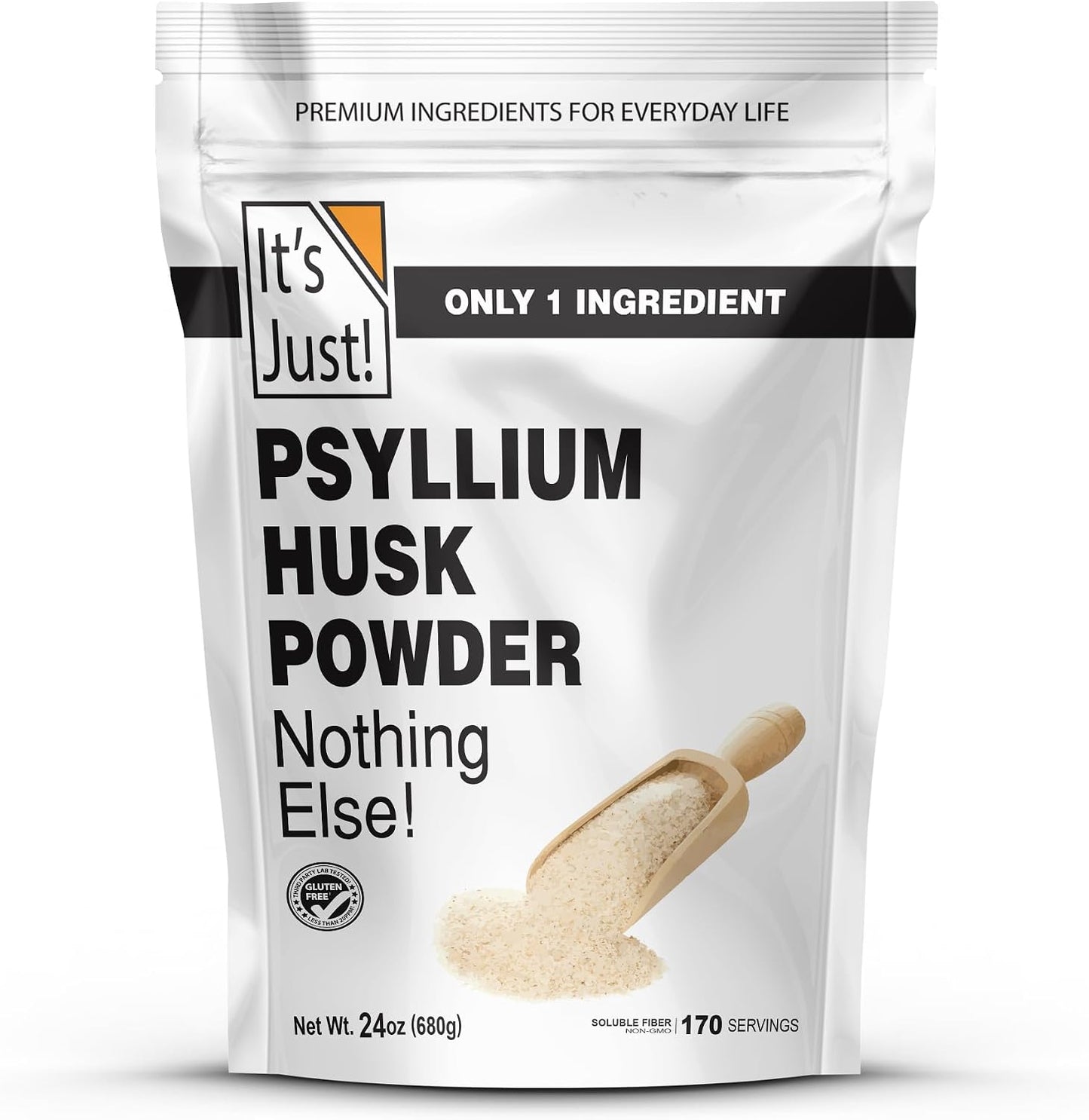 It's Just! - Psyllium Husk Powder, GLP-1 Friendly, Easy Mixing Dietary Fiber, Cleanse Your Digestive System, Finely Ground Powder, Ideal for Keto Baking, Non-GMO (Unflavored, 10oz (Pack of 1))