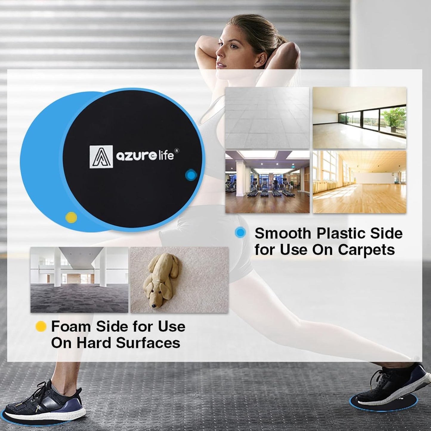 AZURELIFE Dual-Sided Exercise Core Sliders for Carpet & Hardwood