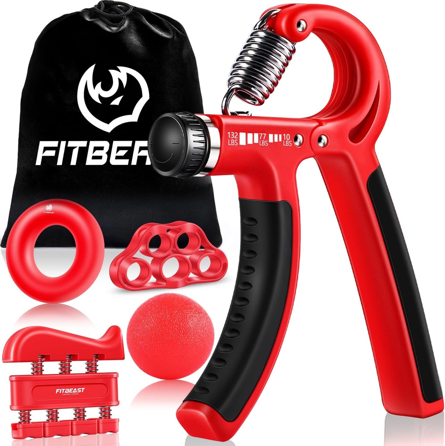 FitBeast Grip Strengthener Kit - 5 Adjustable Resistance Hand Grips for Forearm Workout