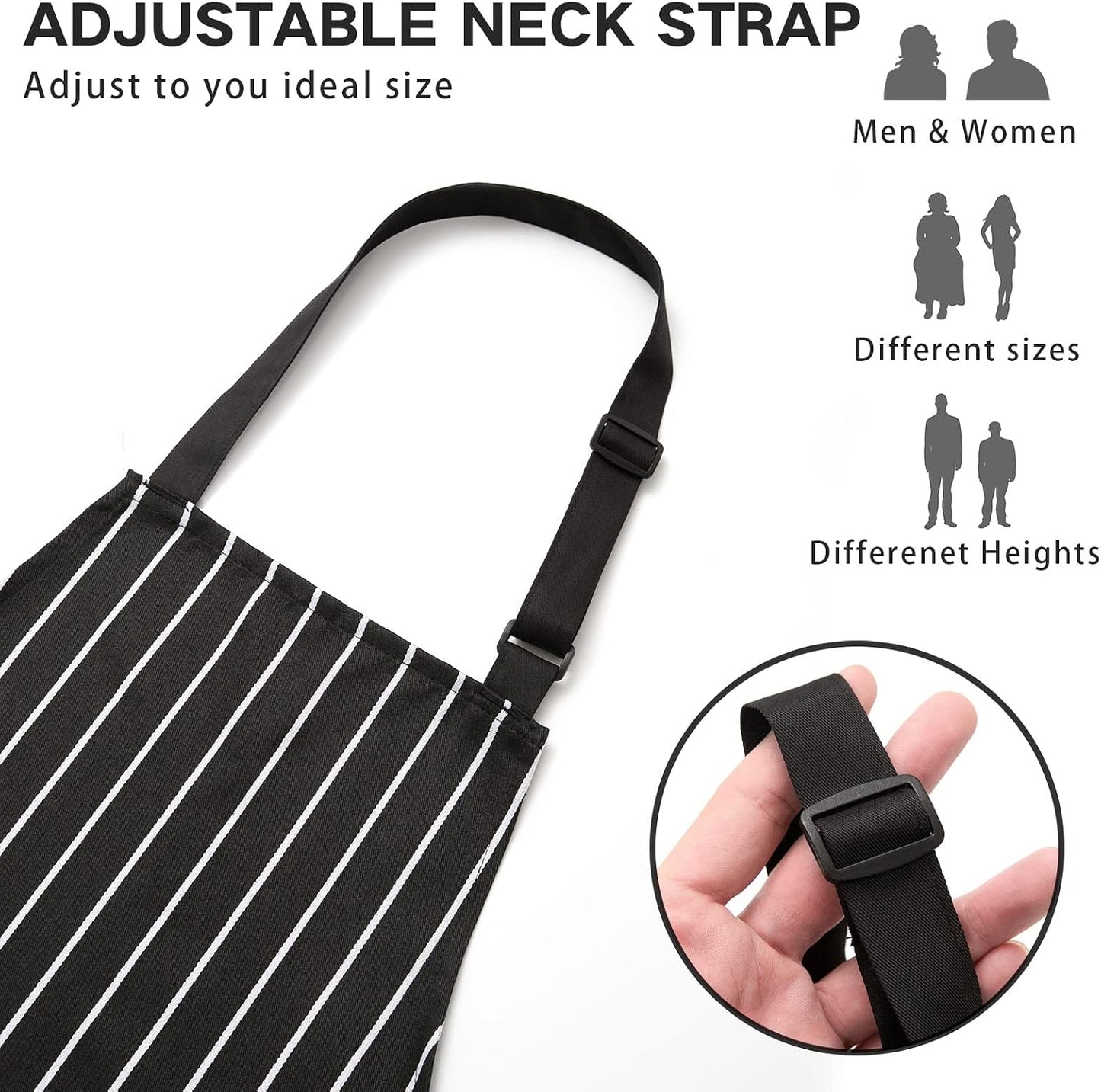 BeLuyi 2 Pack Adjustable Bib Apron with 2 Pockets Chef Cooking Kitchen Restaurant Aprons for Women Men