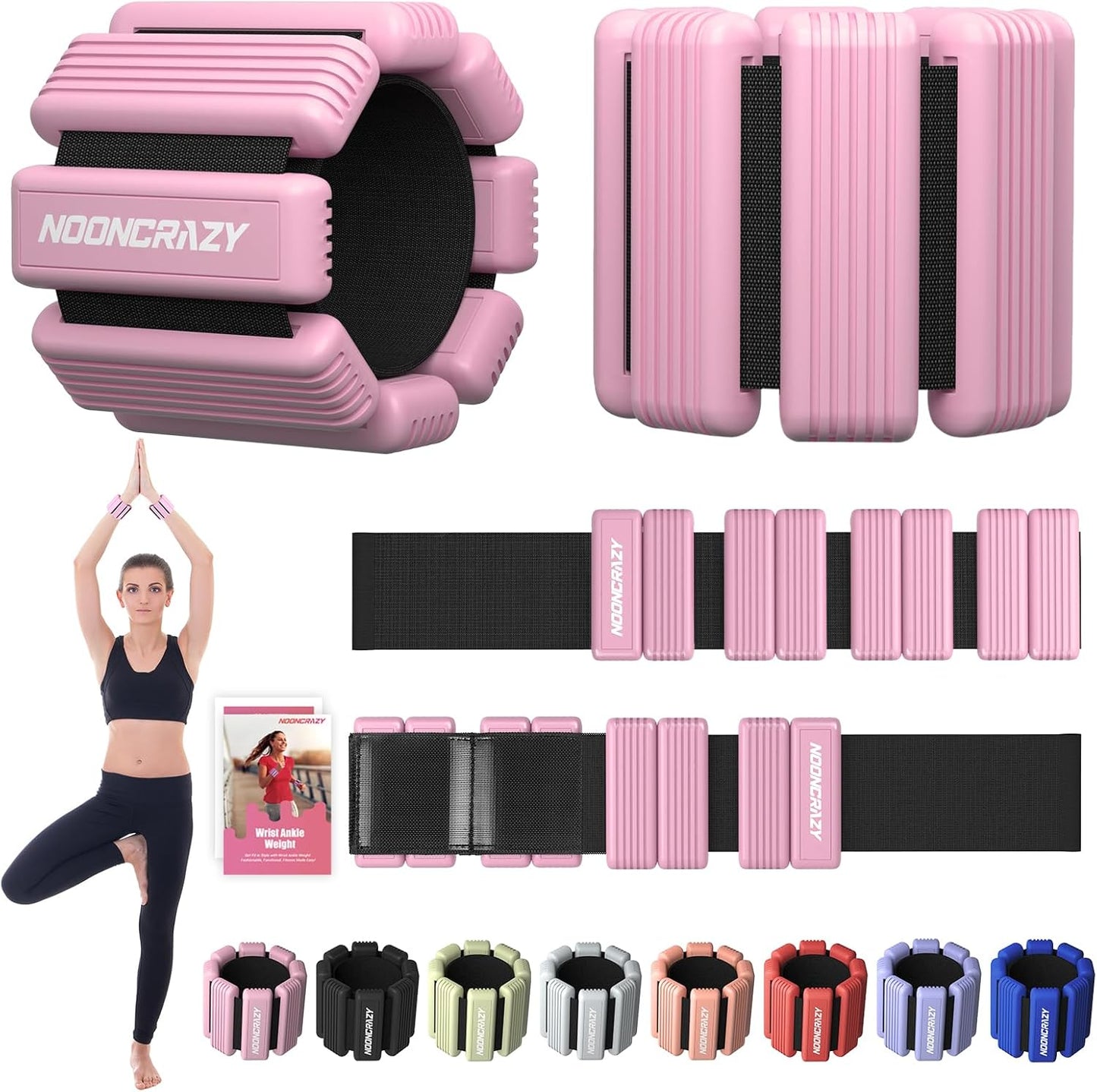 Adjustable Wrist & Ankle Weights Set for Women - Silicone Waterproof 1 lb/2.2 lbs Pair