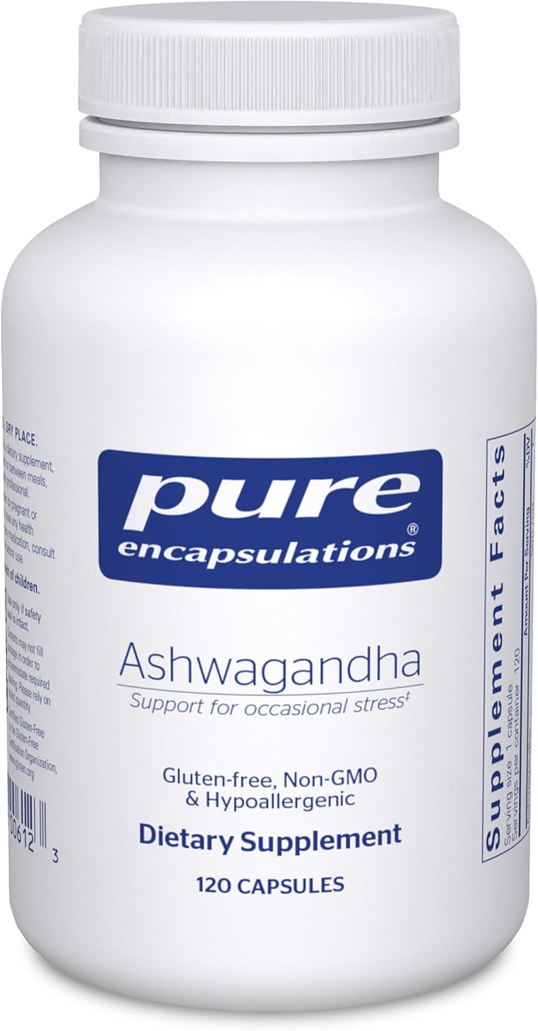 Pure Encapsulations Ashwagandha - 500 mg Ashwagandha Extract - Metabolism & Stress Support - Immune Support - GMO Free & Vegan - 60 Capsules