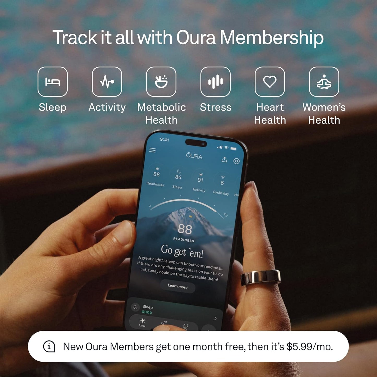 Oura Ring 4 Silver Size 9 Sleep Activity Tracker with AI Advisor