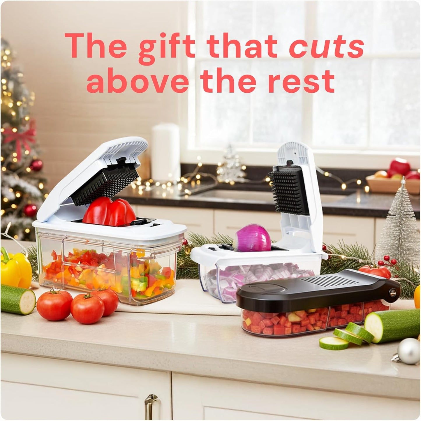 Fullstar The Original Pro Chopper - Vegetable Chopper and Spiralizer, Food Chopper with Container, Fruit Slicer, Kitchen Gadgets & Gifts, Home Essentials (4 in 1, White)