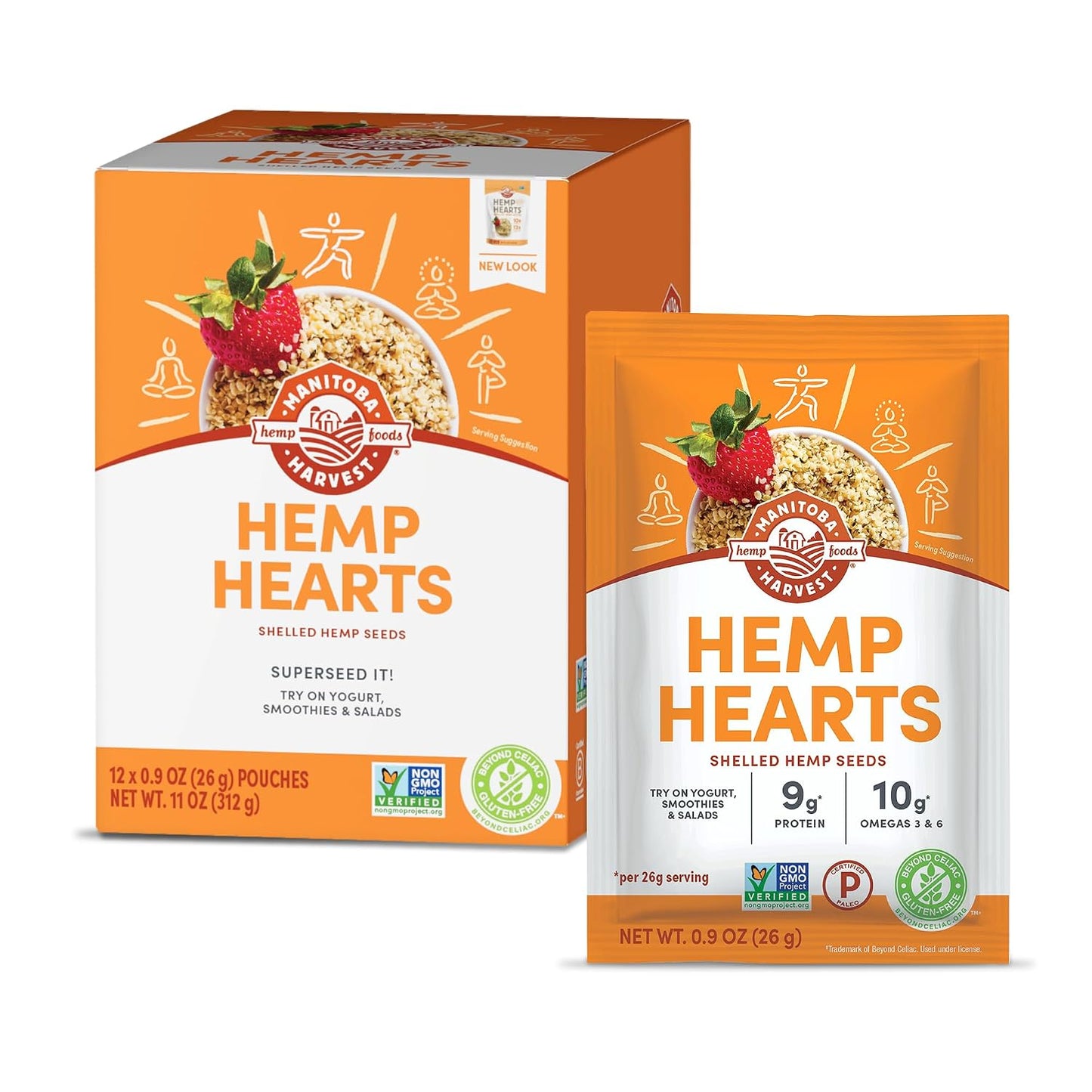 Manitoba Harvest Hemp Hearts, Shelled Hemp Seeds - 16oz - 10g Plant Protein & 12g Omega 3 & 6 per 30g serving - Easy to Digest with 9 Amino Acids - Gluten Free, Non-GMO Project Verified