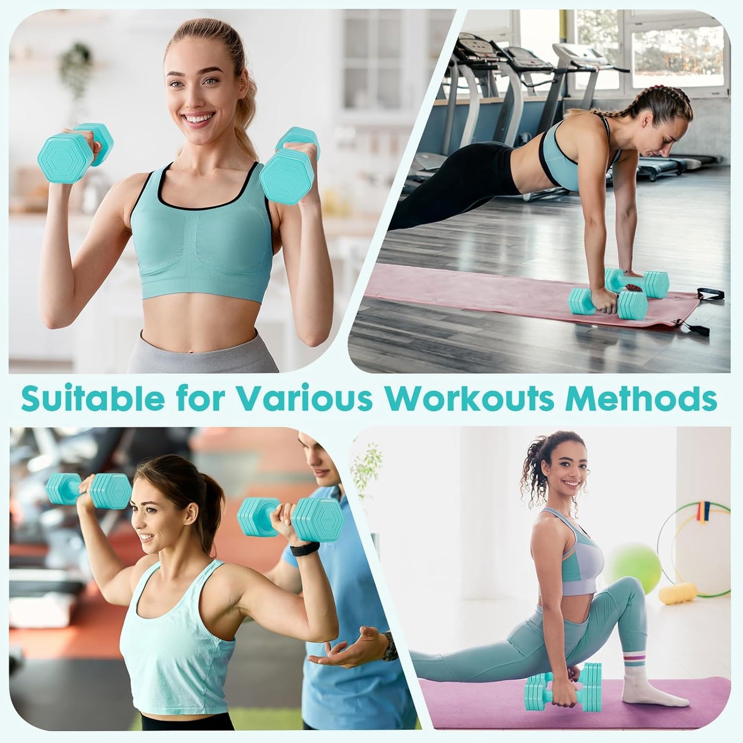 EQUIPRO Adjustable Dumbbell Set for Women, 2lb-5lb Free Weights with Soft Rubber Handle