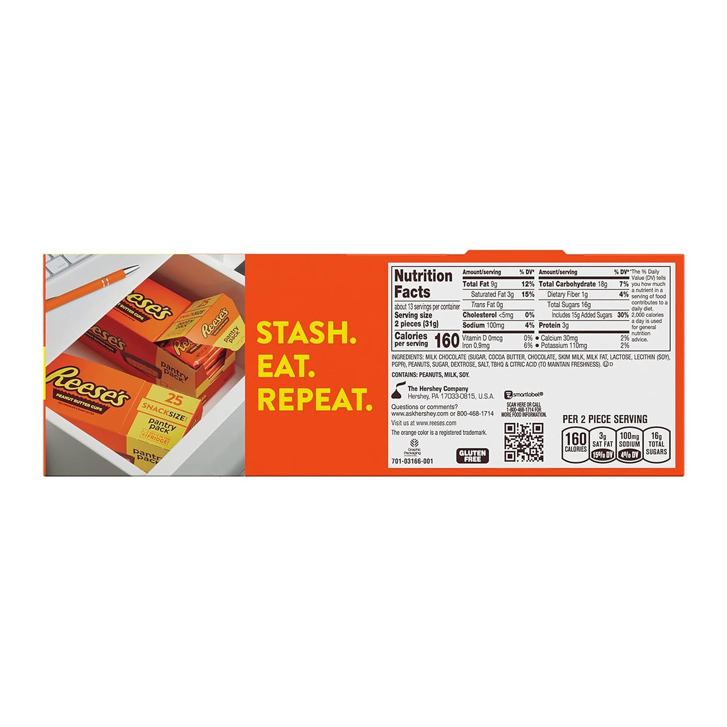 REESE'S Milk Chocolate Snack Size Peanut Butter Cups, 25 Pieces, 13.75 oz