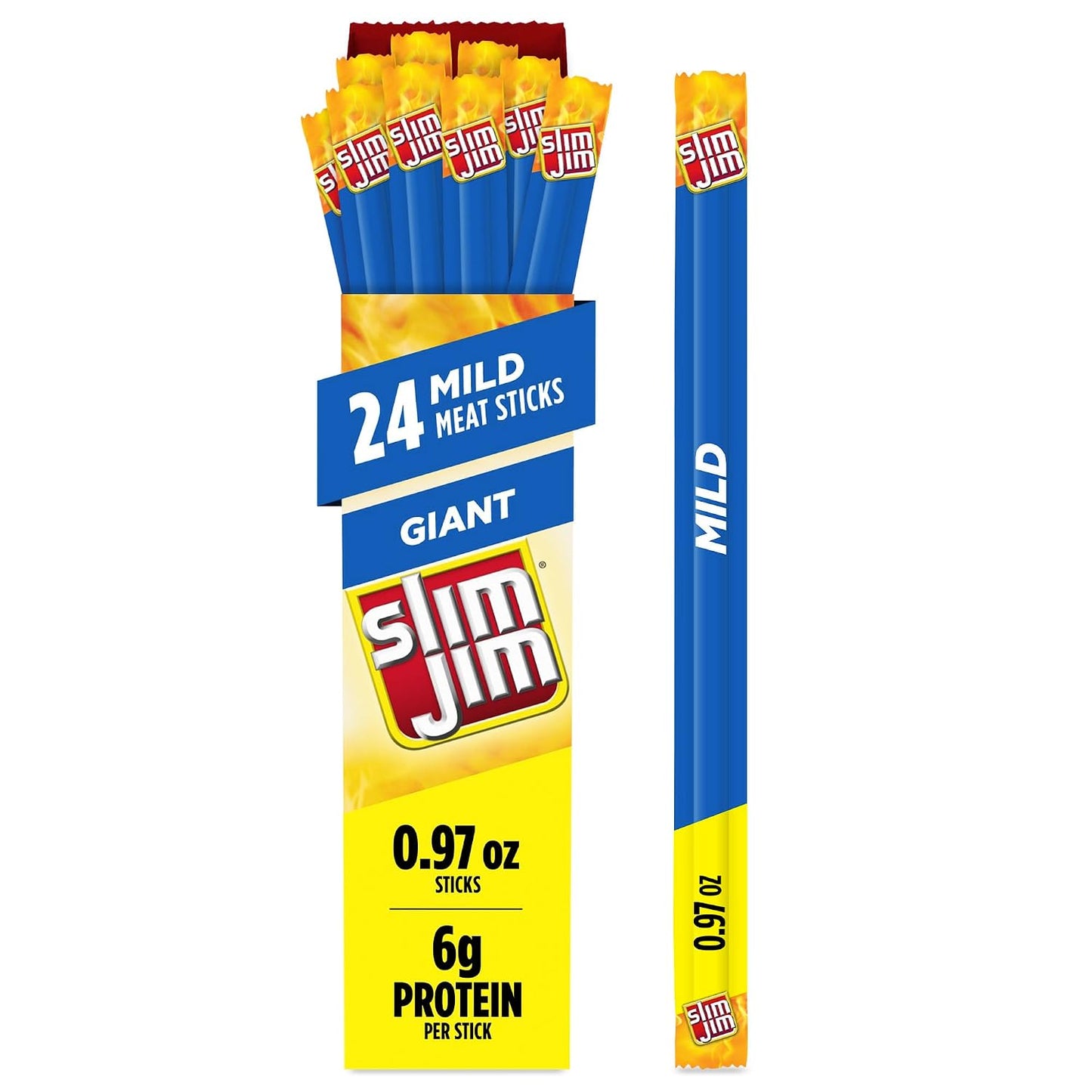 Slim Jim Original Flavor Giant Smoked Meat Sticks, 24 Count, 0.97 oz Each