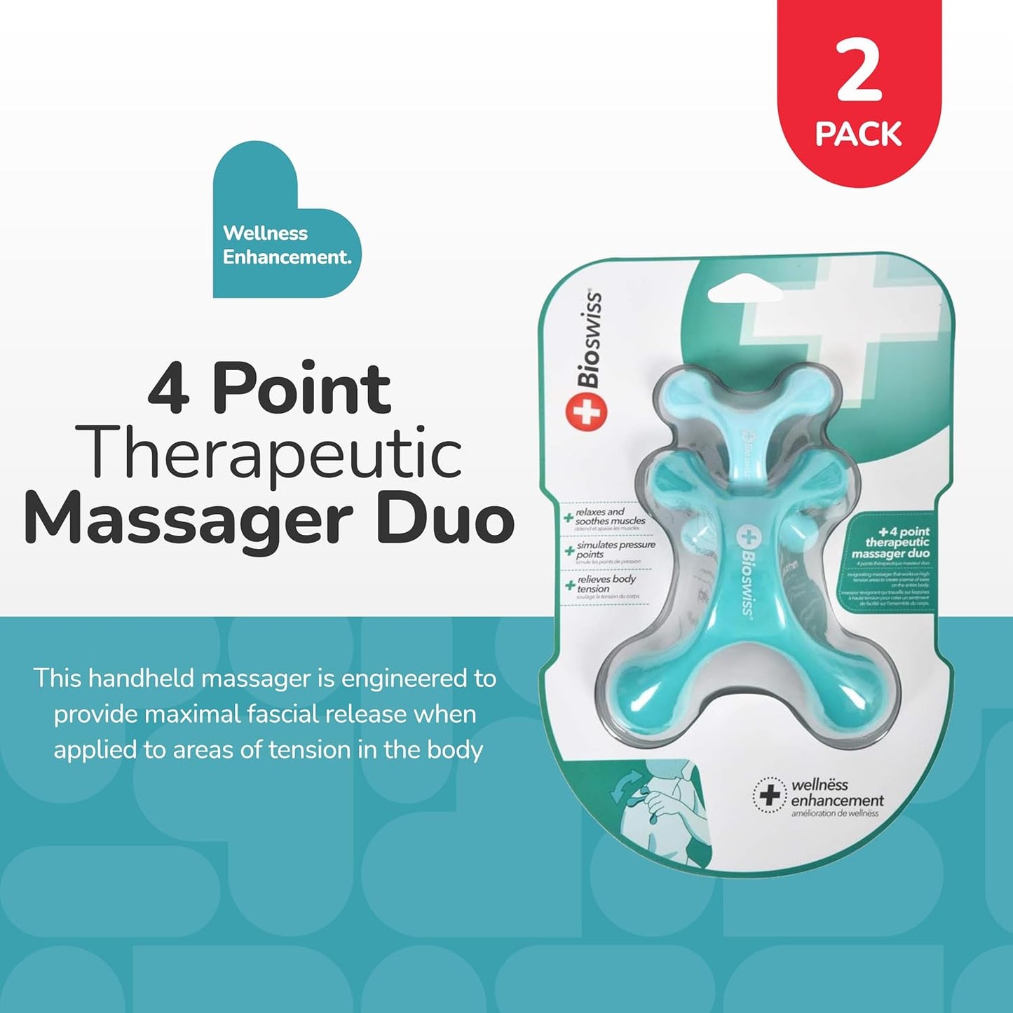 BioSwiss 2-Pack Handheld Full Body Massager for Back, Neck, and Shoulder