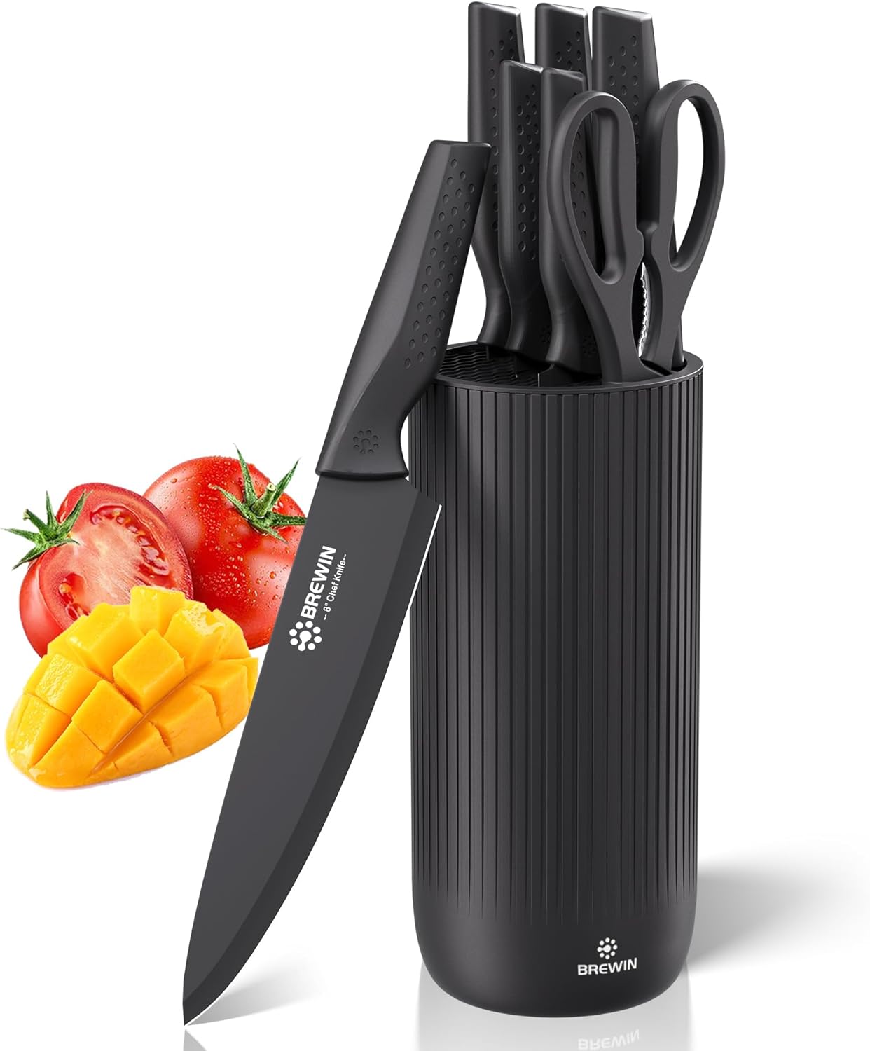 Brewin Knife Set, Kitchen Knife Set, Knives Set for Kitchen, Universal Knife Block, Utility Knife Block Set, New Home Essentials, Apartment Essentials, Dishwasher Safe