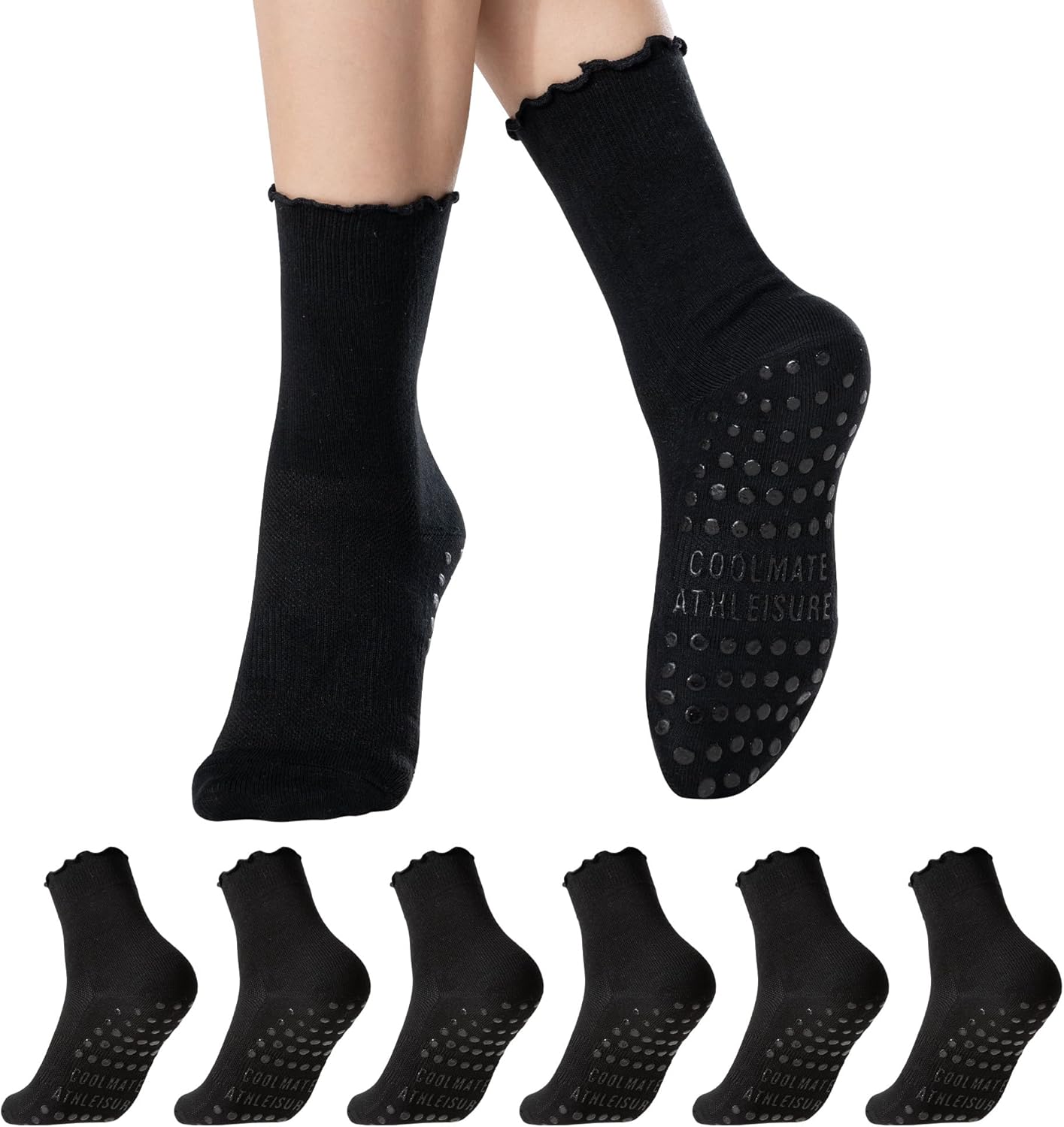 CoolMate Pilates Socks with Grips for Women, Yoga Socks