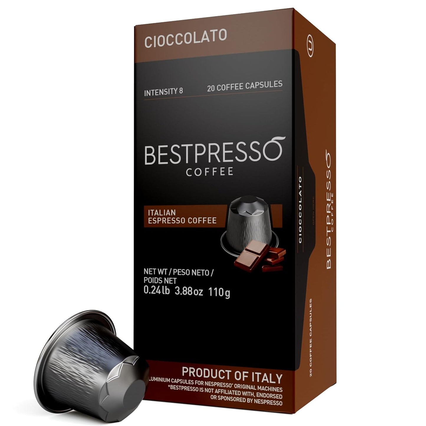 Bestpresso Coffee Pods for Nespresso Original Machine, 120 Aluminum Capsules, Compatible with Nespresso Original