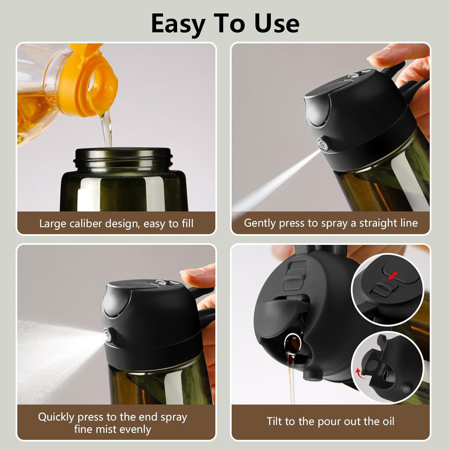 SWEET VIEW Olive Oil Sprayer for Cooking 16oz/470ml | Glass Light-Proof Oil Pourer for Kitchen with Stickers for Air Fryer, Cooking, Salad, BBQ with Stickers