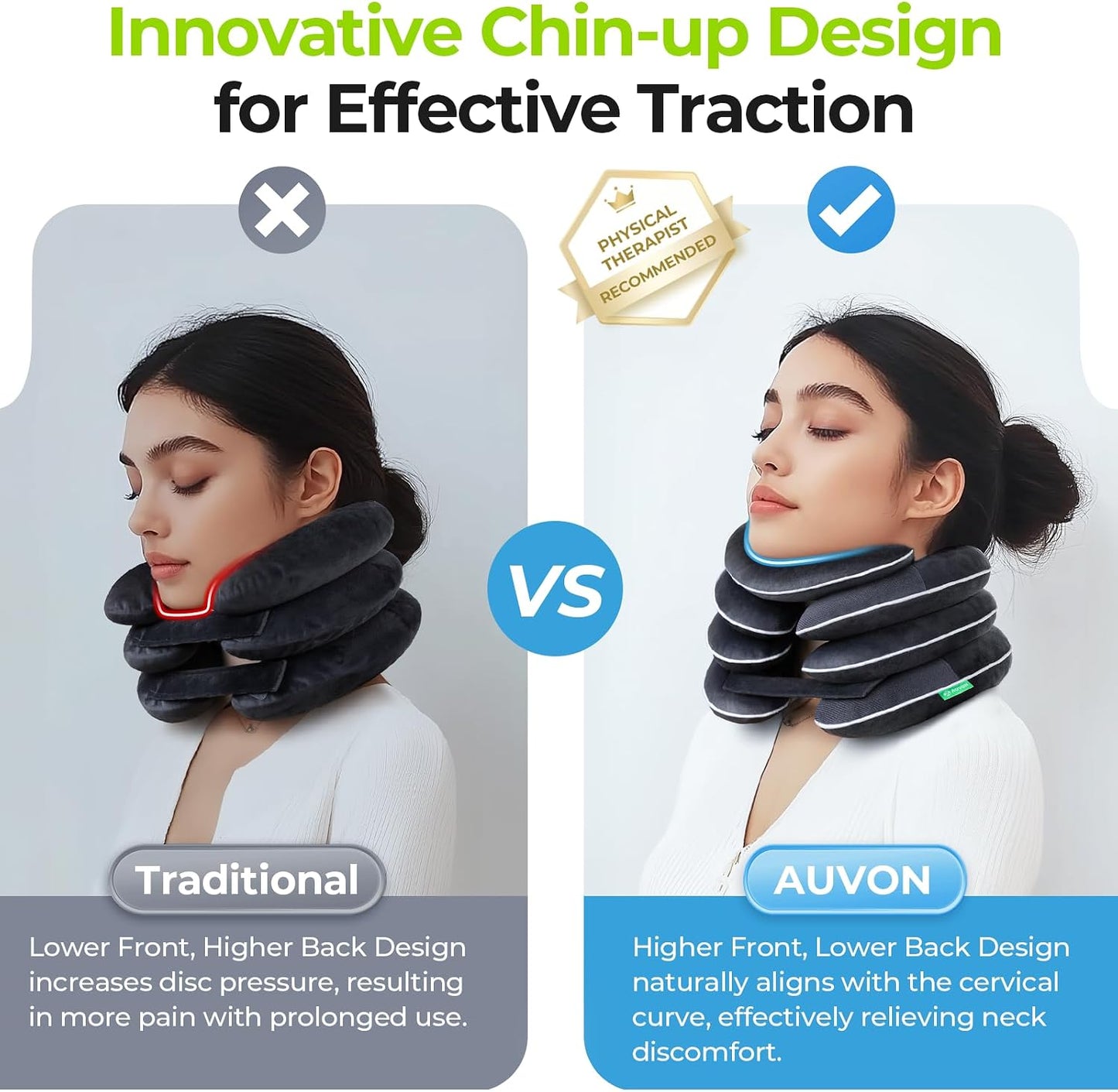 AUVON Inflatable Neck Stretcher for Cervical Traction in L Size