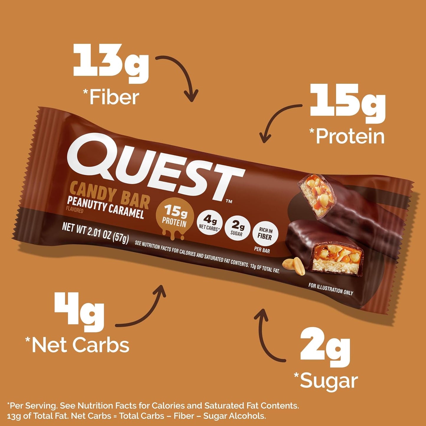 Quest Nutrition Protein Bar, Peanutty Caramel Flavor, 12 Count, Gluten Free