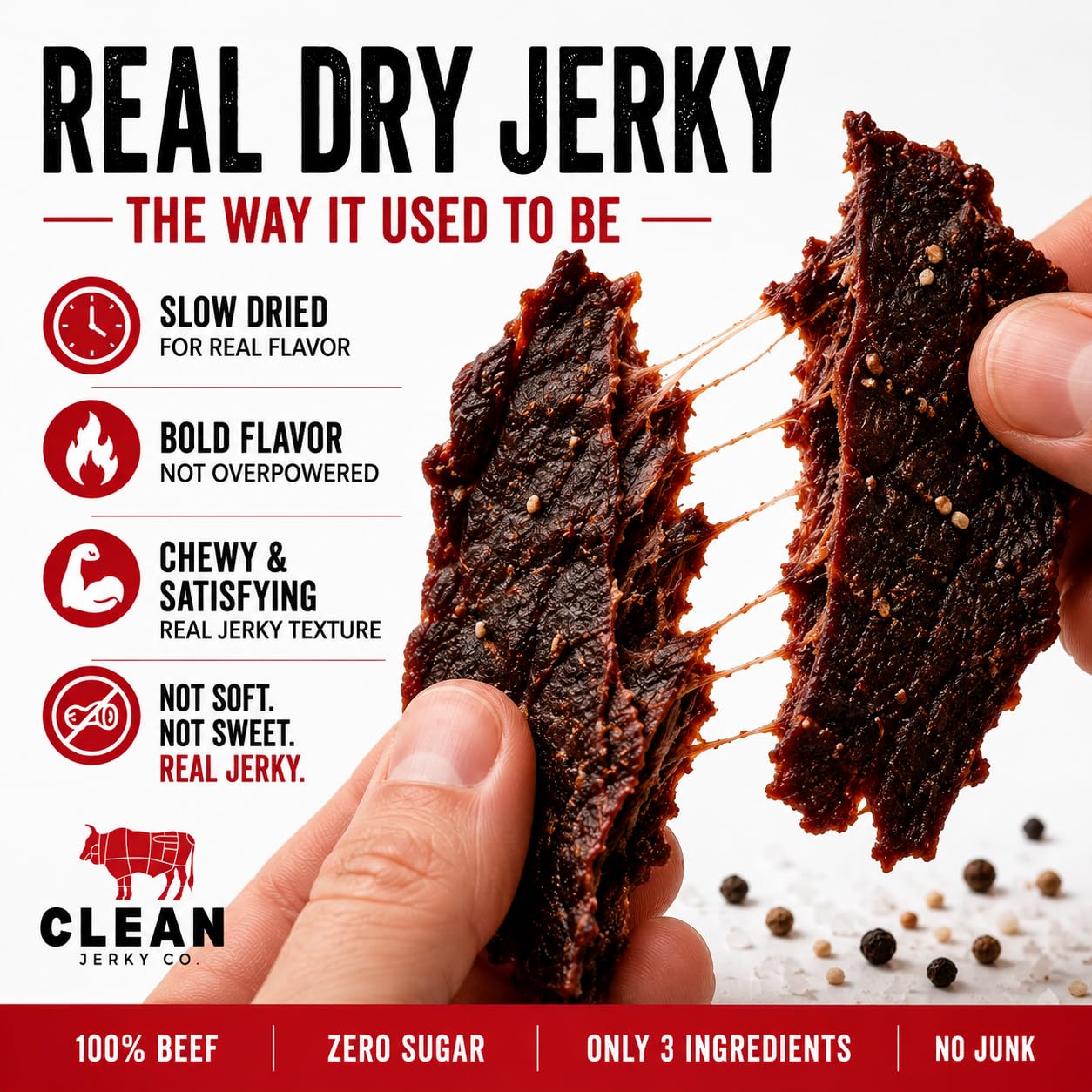 Old Fashioned Dry Zero Sugar Beef Jerky Made with 100% Beef