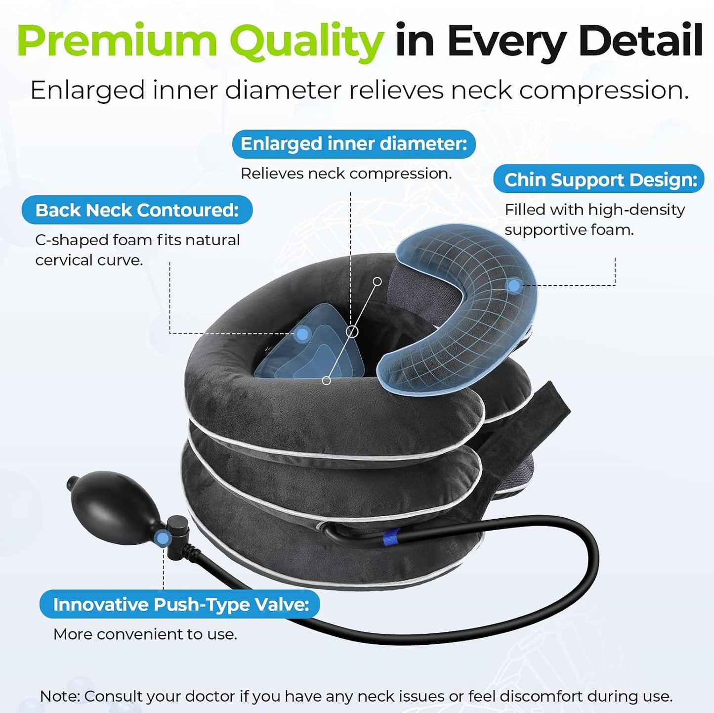 AUVON Inflatable Neck Stretcher for Cervical Traction in L Size