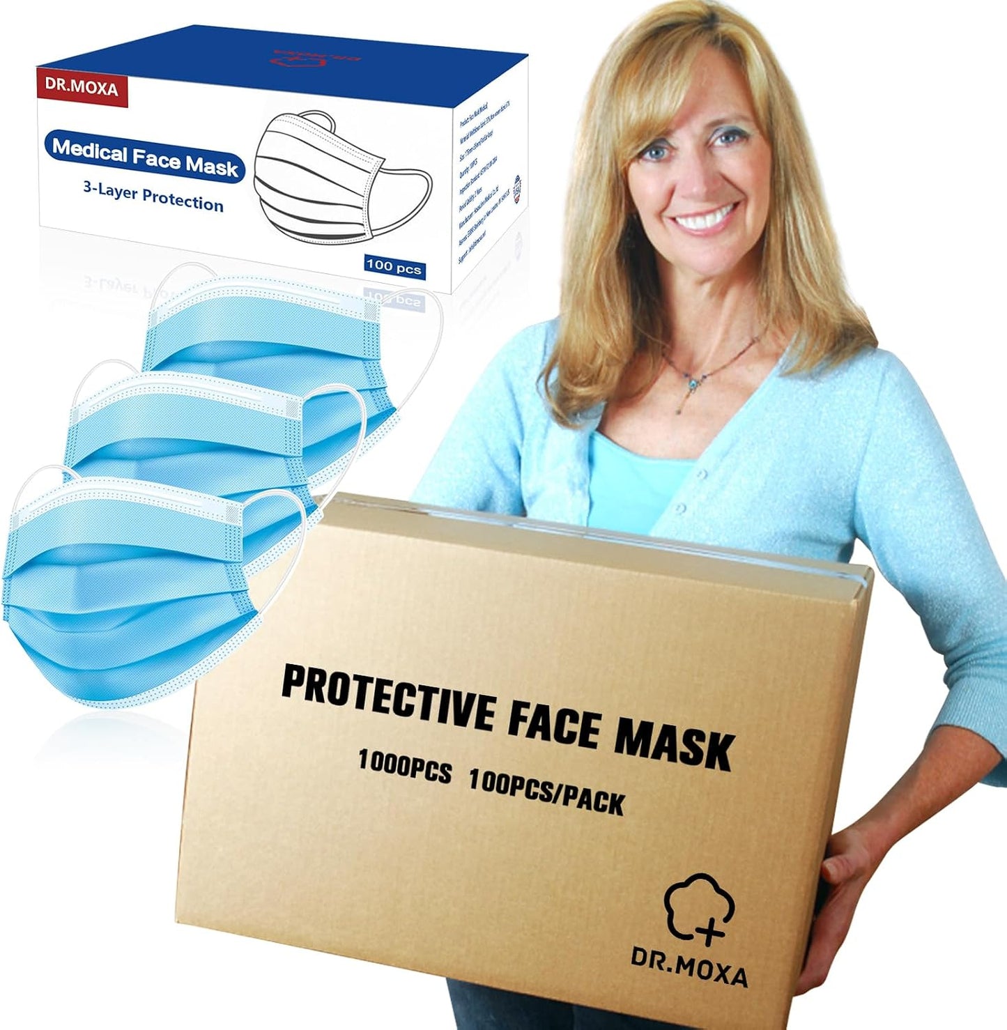 100 Pack Medical Disposable Face Masks for Protection 3 Layers Safety Face Masks