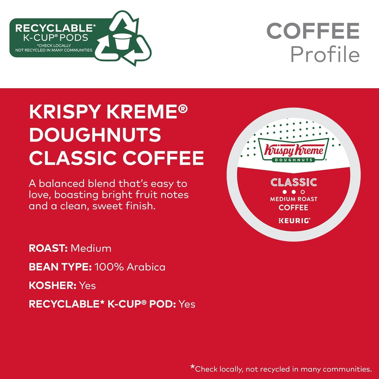 Krispy Kreme Classic Medium Roast Coffee K-Cup Pods 48 Count