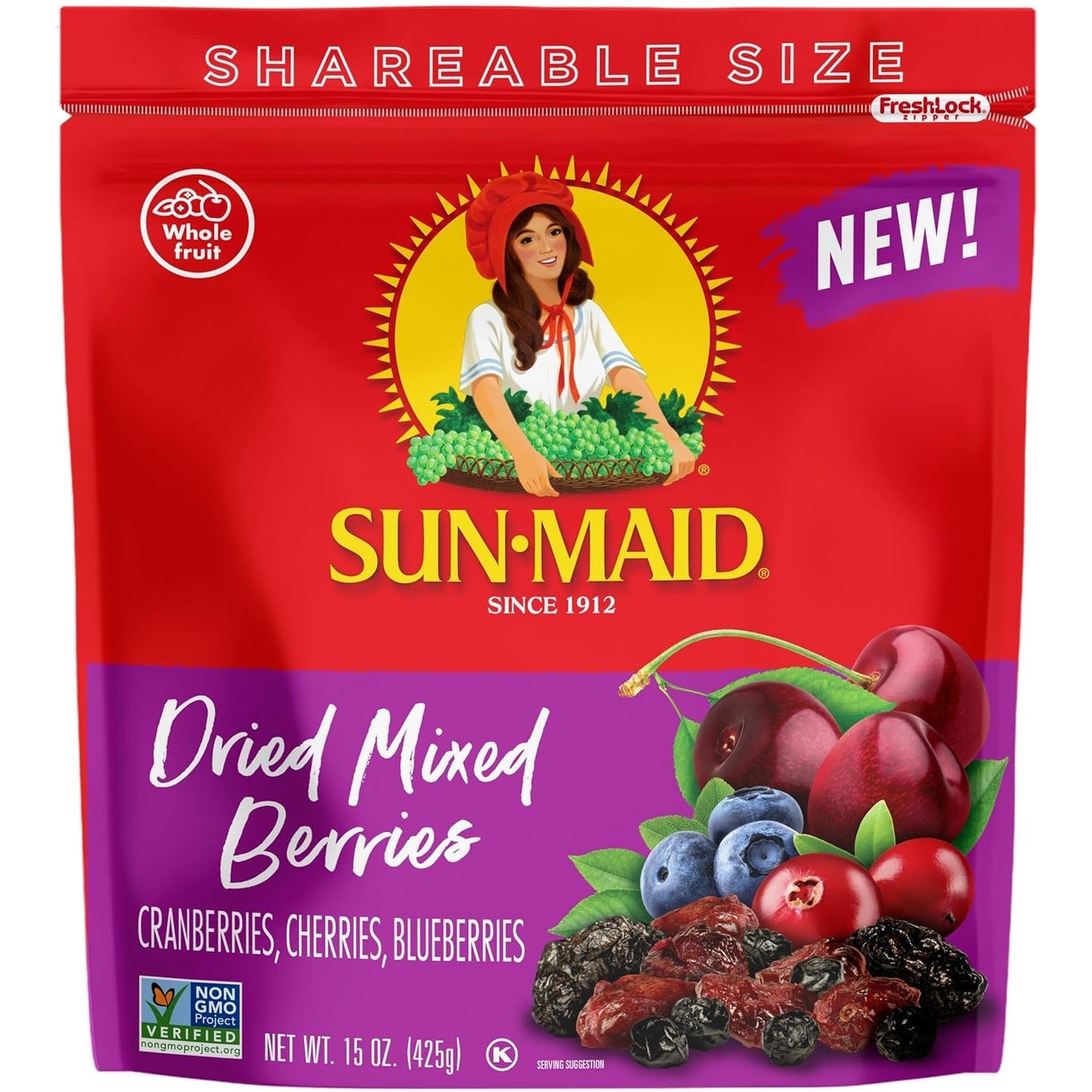 Sun-Maid Dried Mango Slices in 15 oz Resealable Bag with Cane Sugar